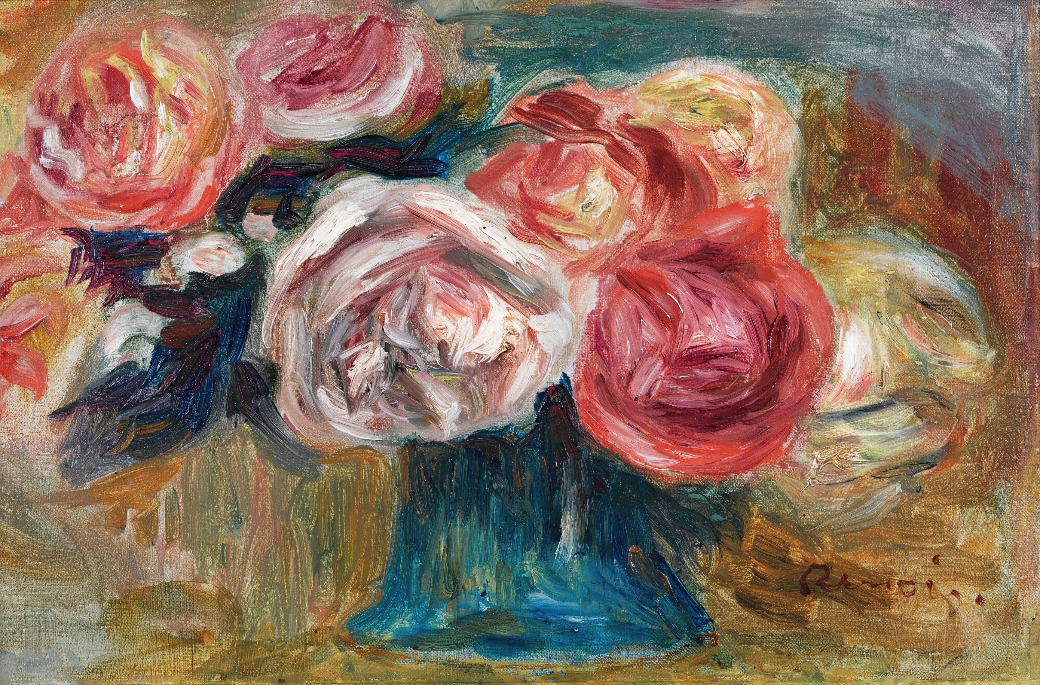 《花瓶里的玫瑰花束》（Bouquet Of Roses In A Vase）｜皮埃尔-奥古斯特·雷诺阿 Pierre-Auguste Renoir｜不明