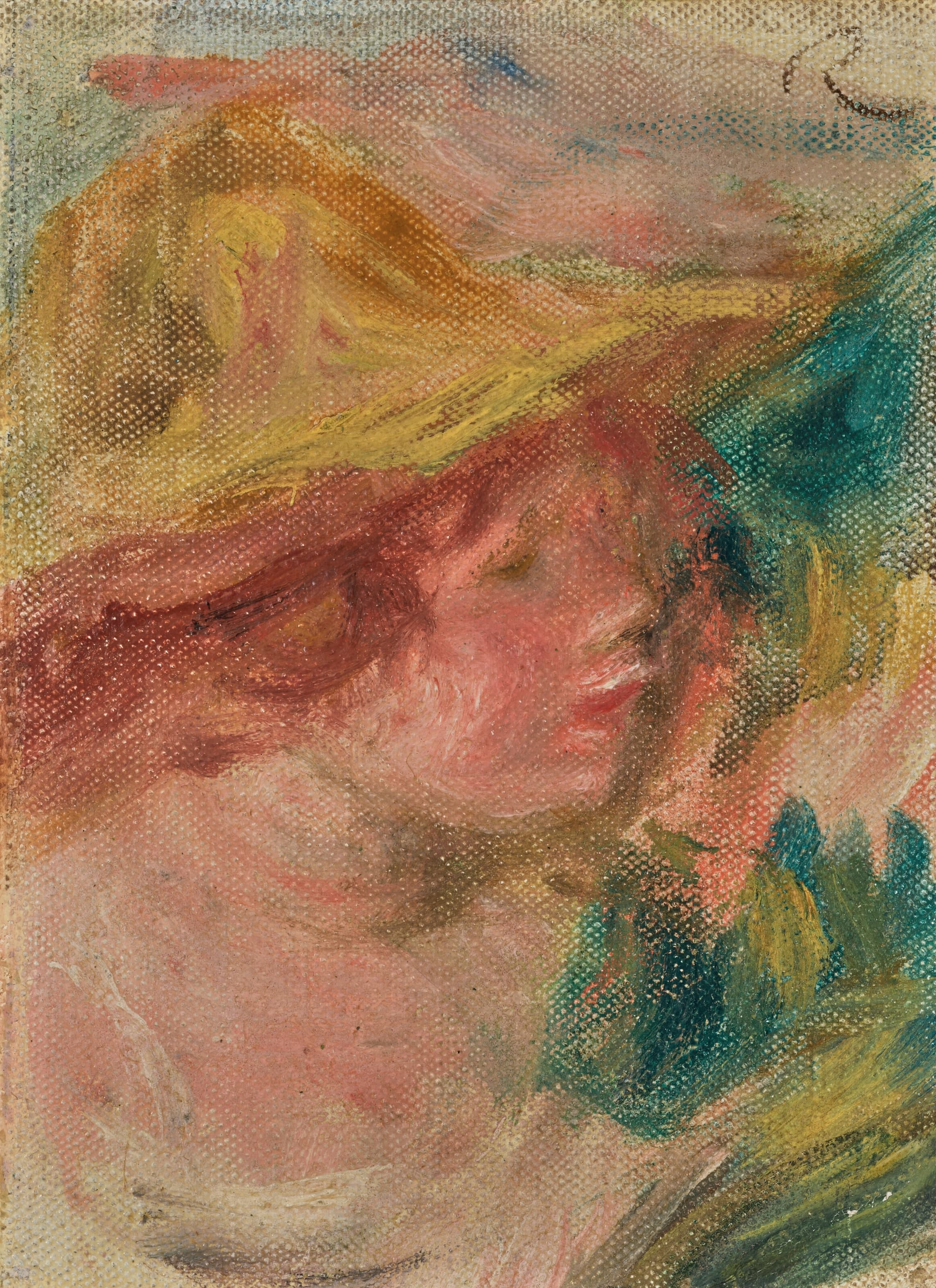 《带帽子的半身像》（Bust with hat）｜皮埃尔-奥古斯特·雷诺阿 Pierre-Auguste Renoir｜不明