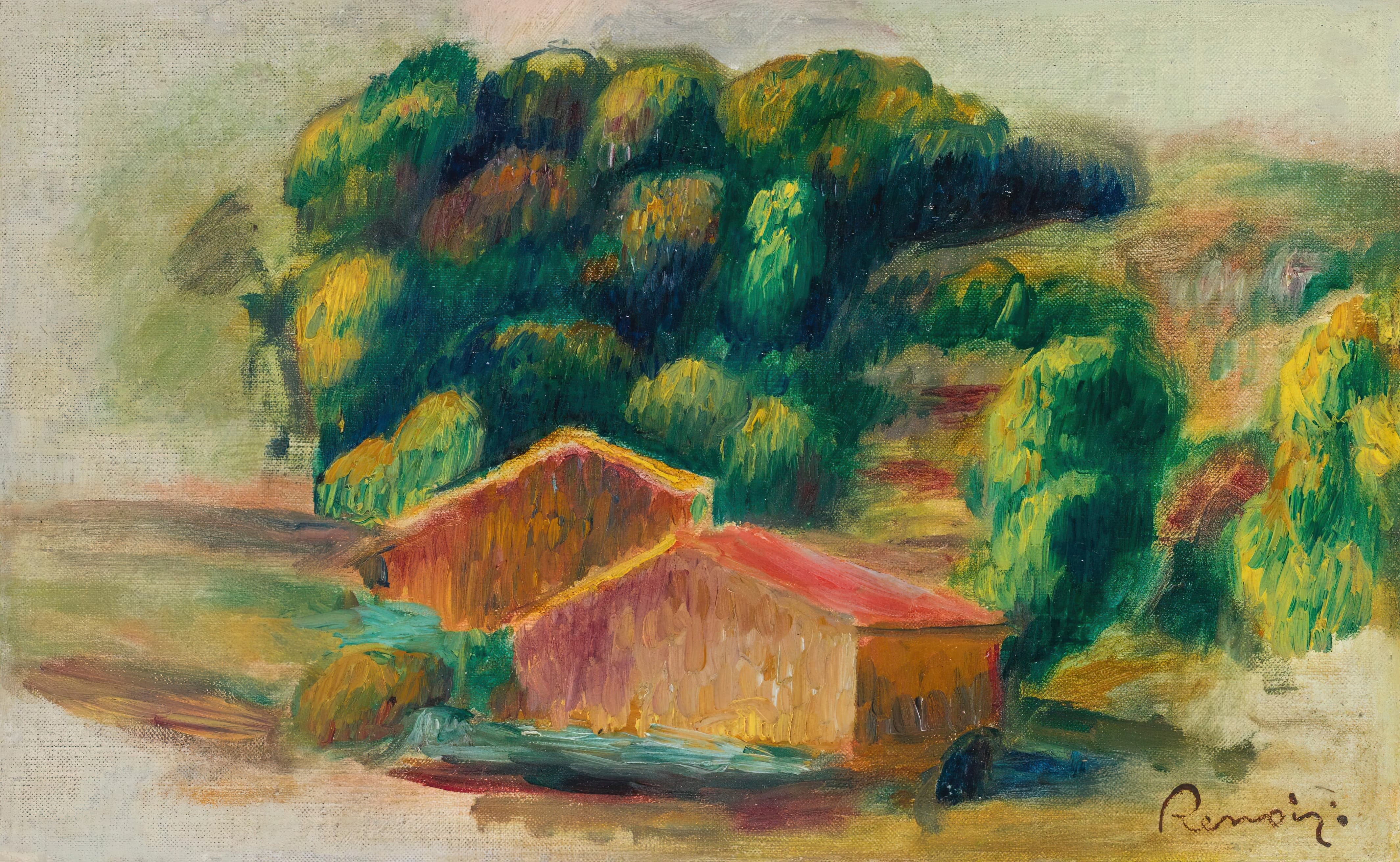 《景观、房屋》（Landscape, Houses）｜皮埃尔-奥古斯特·雷诺阿 Pierre-Auguste Renoir｜不明