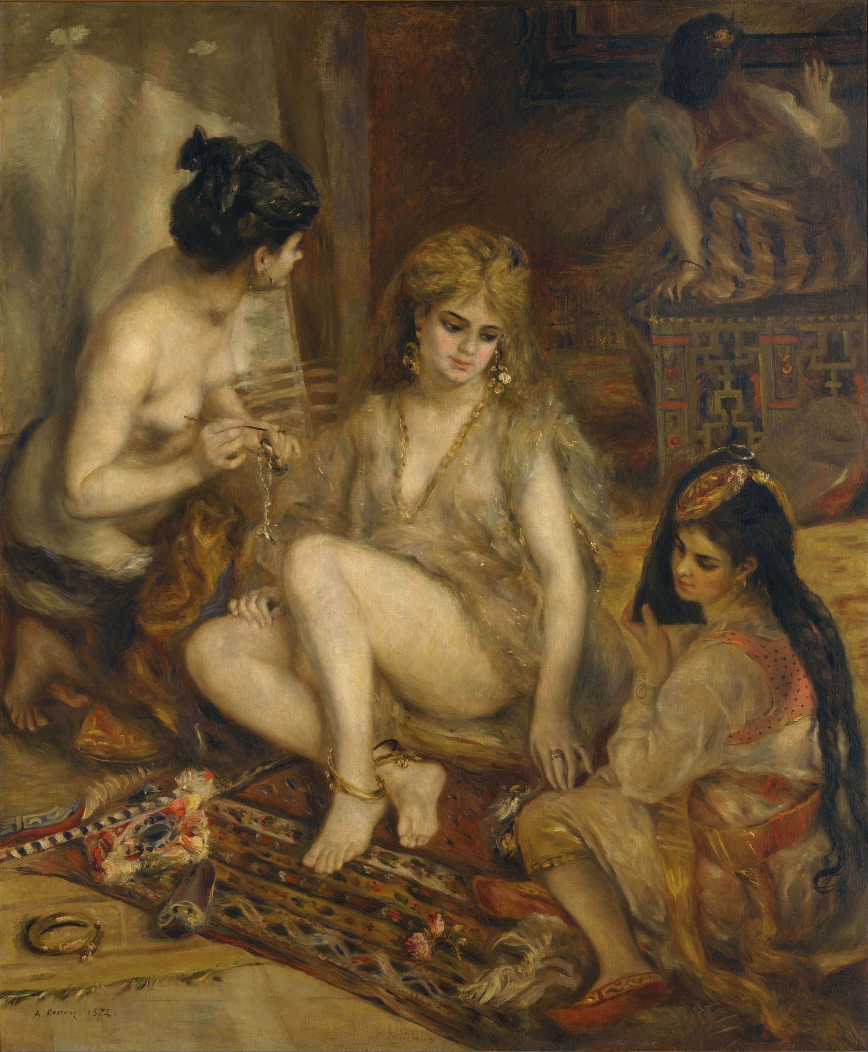 《穿着阿尔及利亚服装或后宫的巴黎女人》（Parisiennes in Algerian Costume or Harem）｜皮埃尔-奥古斯特·雷诺阿 Pierre-Auguste Renoir｜不明