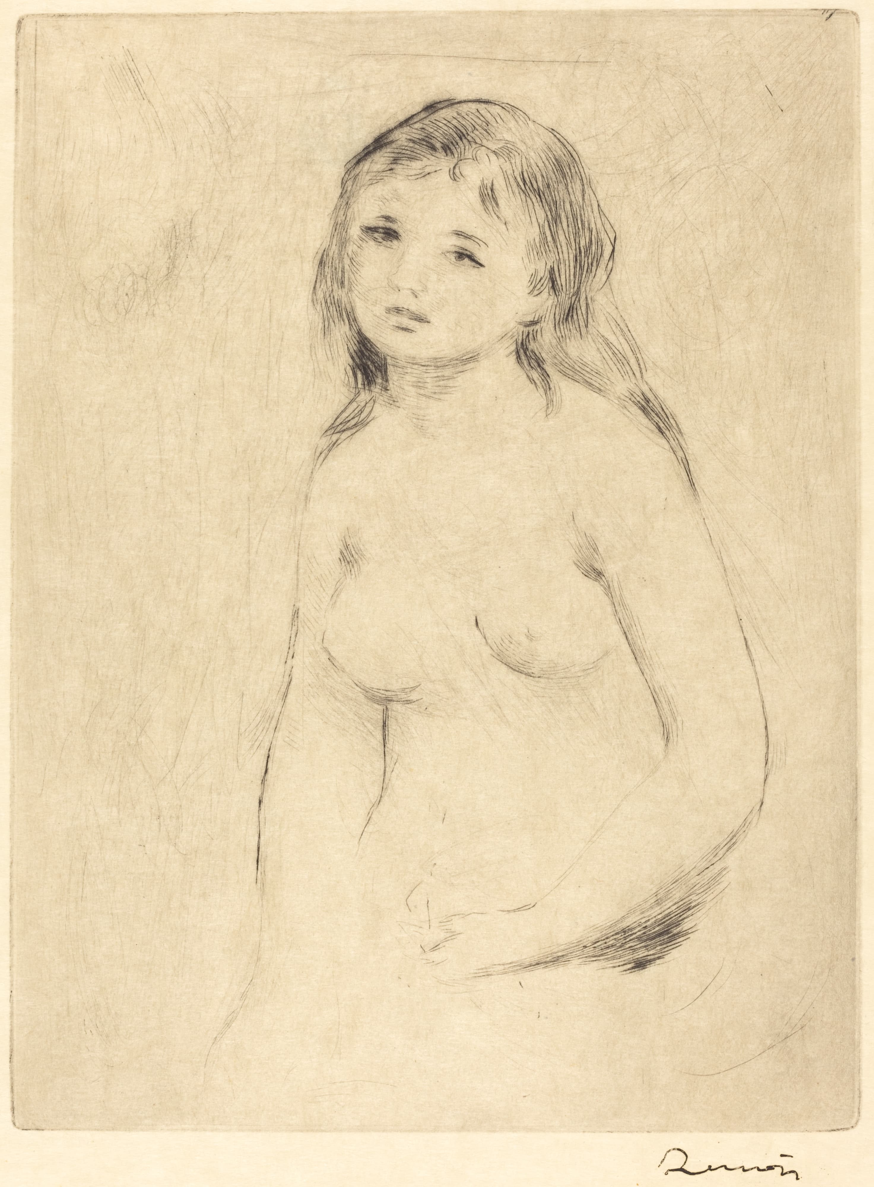 《为沐浴者学习》（Study for a Bather）｜皮埃尔-奥古斯特·雷诺阿 Pierre-Auguste Renoir｜不明