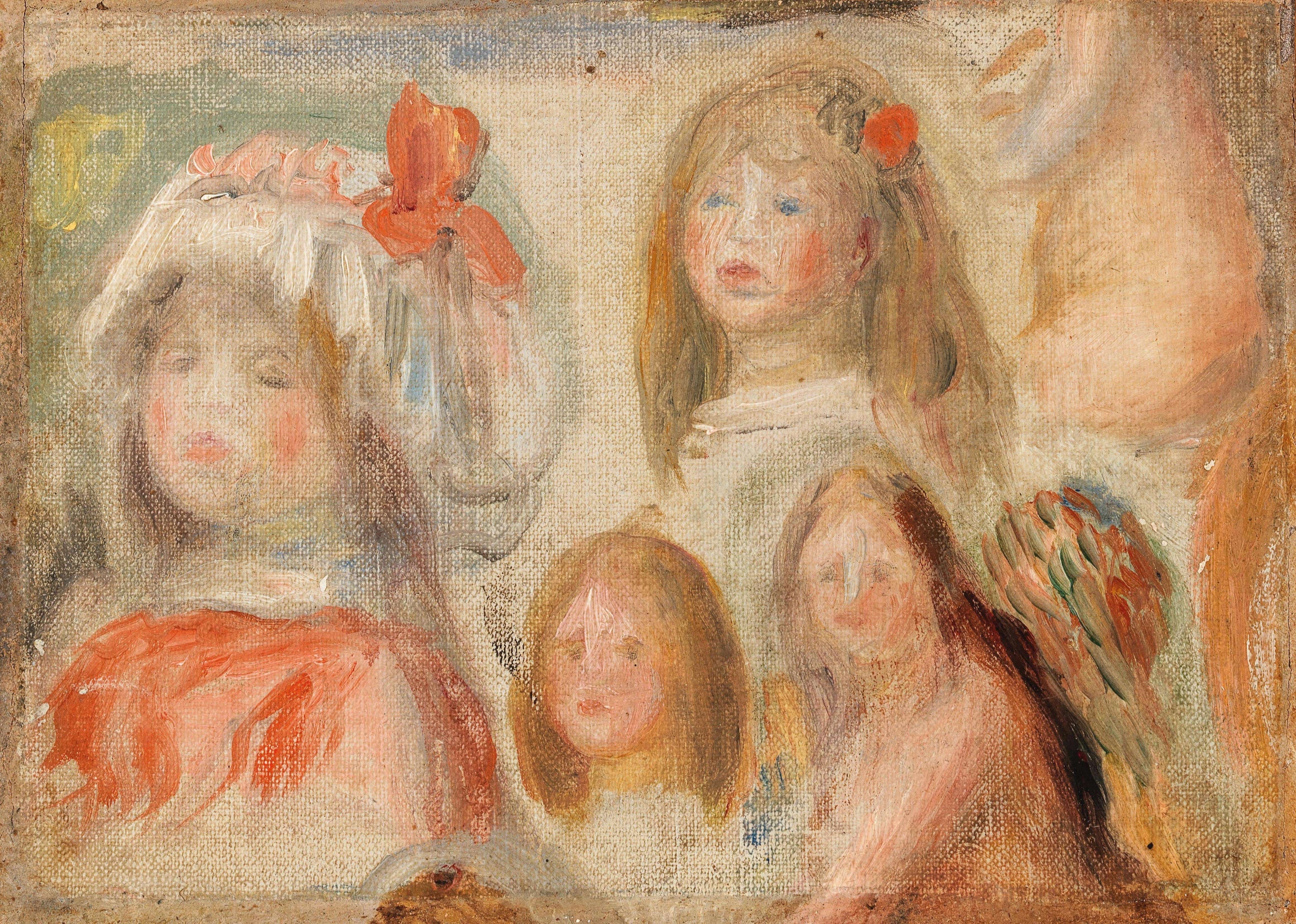 《对年轻女孩的研究》（Study of young girls）｜皮埃尔-奥古斯特·雷诺阿 Pierre-Auguste Renoir｜不明