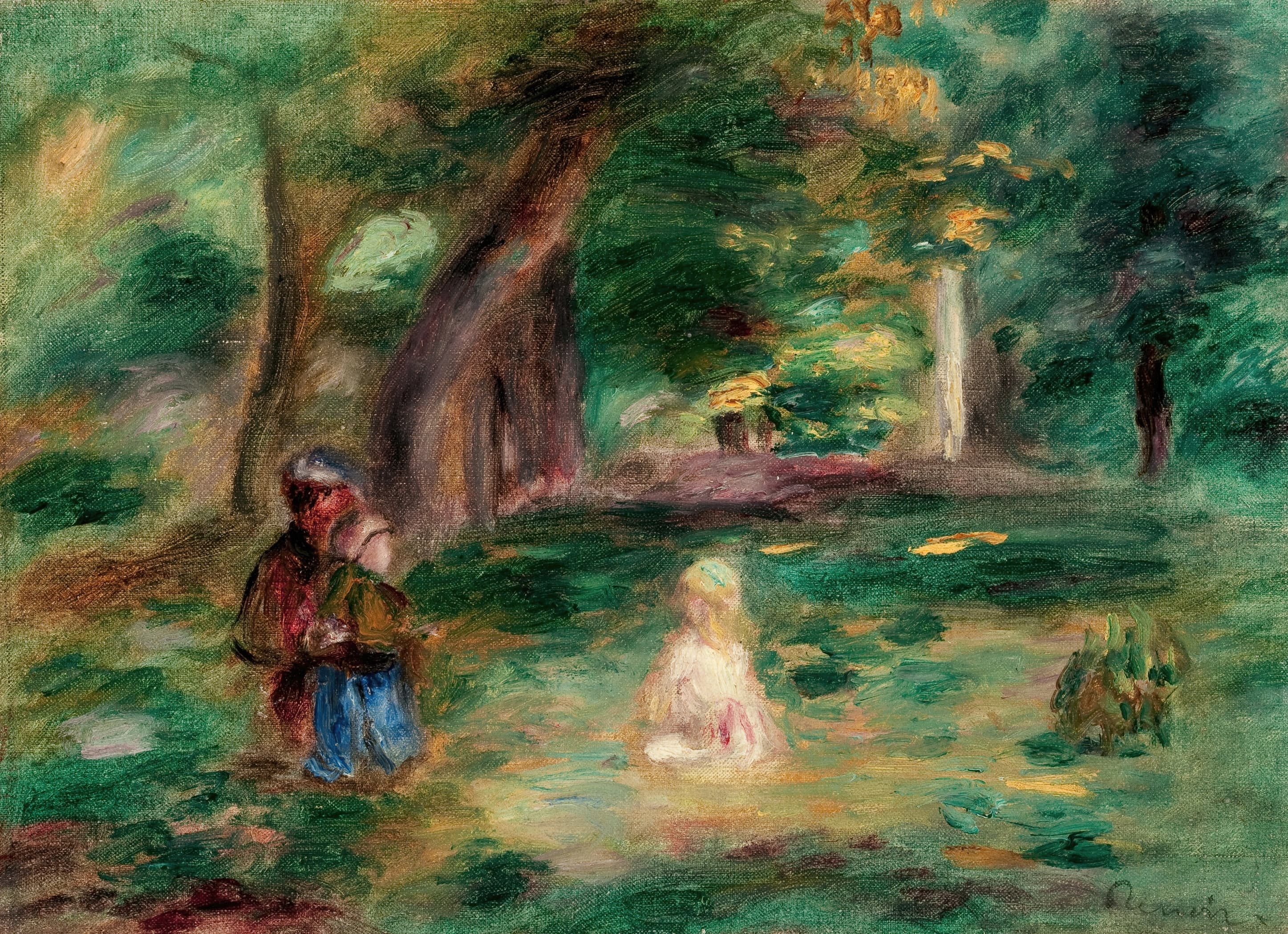 《风景中的三个人物》（Three figures in a landscape）｜皮埃尔-奥古斯特·雷诺阿 Pierre-Auguste Renoir｜不明