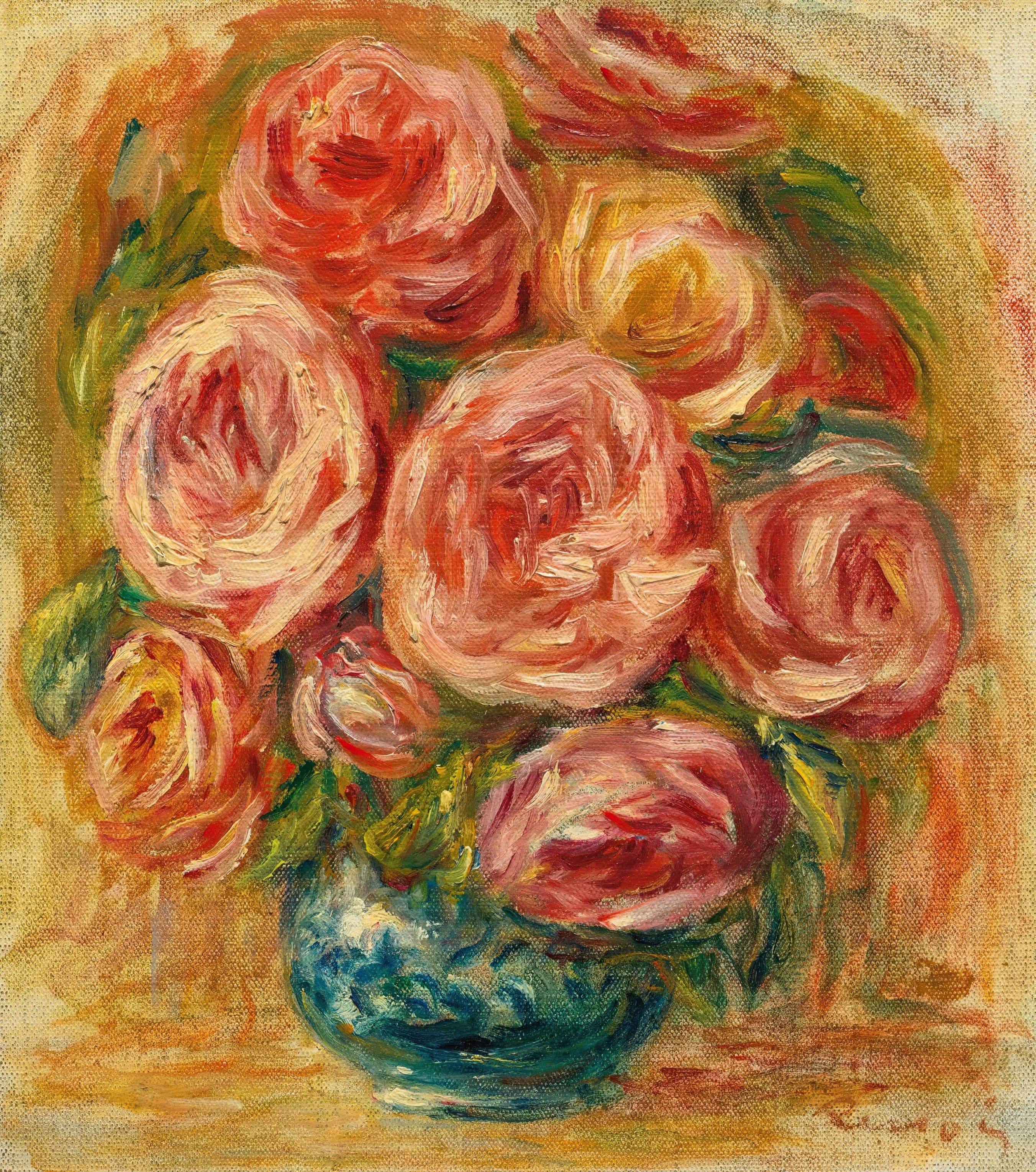 《花瓶里的玫瑰》（Vase Of Roses）｜皮埃尔-奥古斯特·雷诺阿 Pierre-Auguste Renoir｜不明