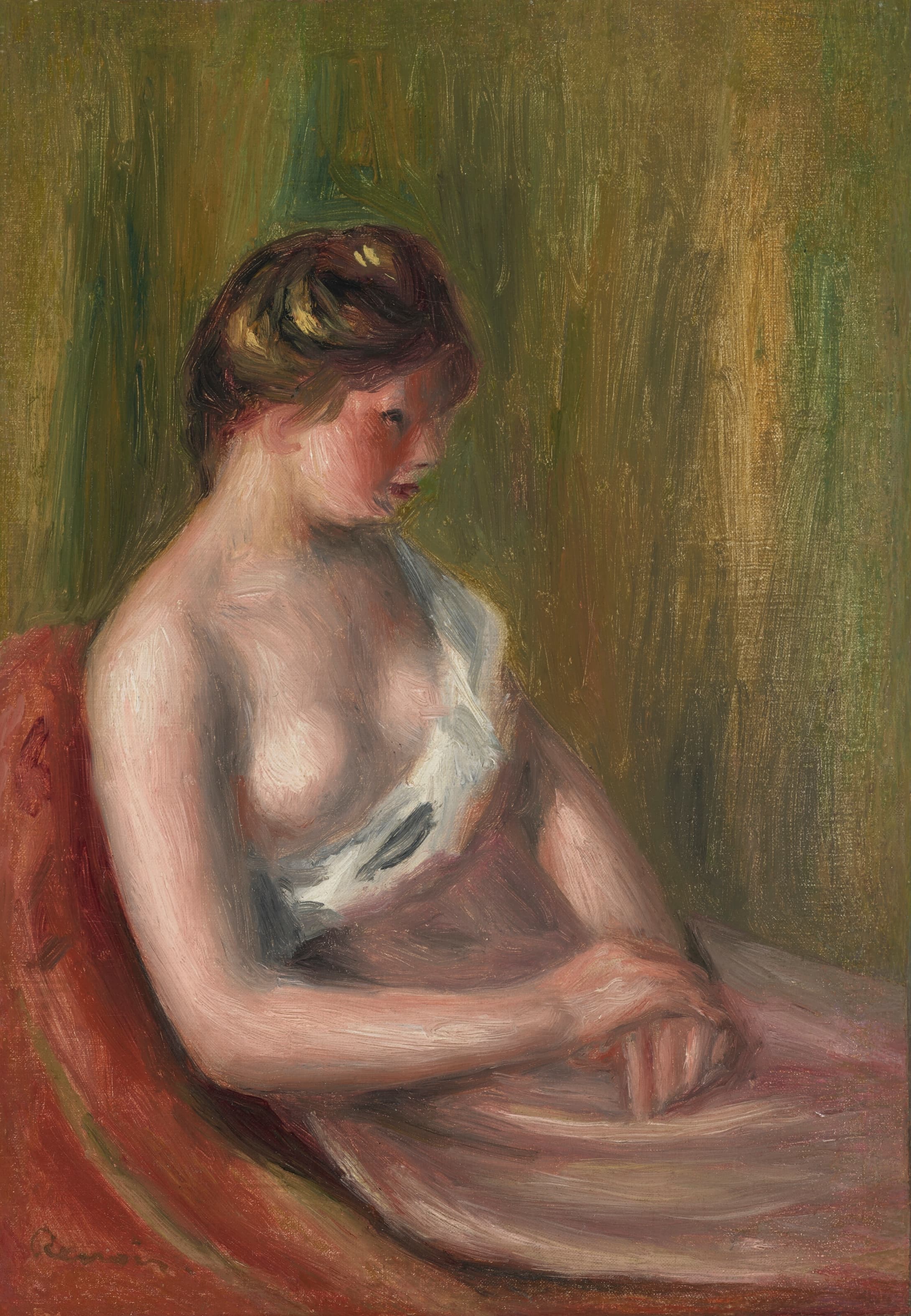《女人坐着》（Woman sitting）｜皮埃尔-奥古斯特·雷诺阿 Pierre-Auguste Renoir｜不明