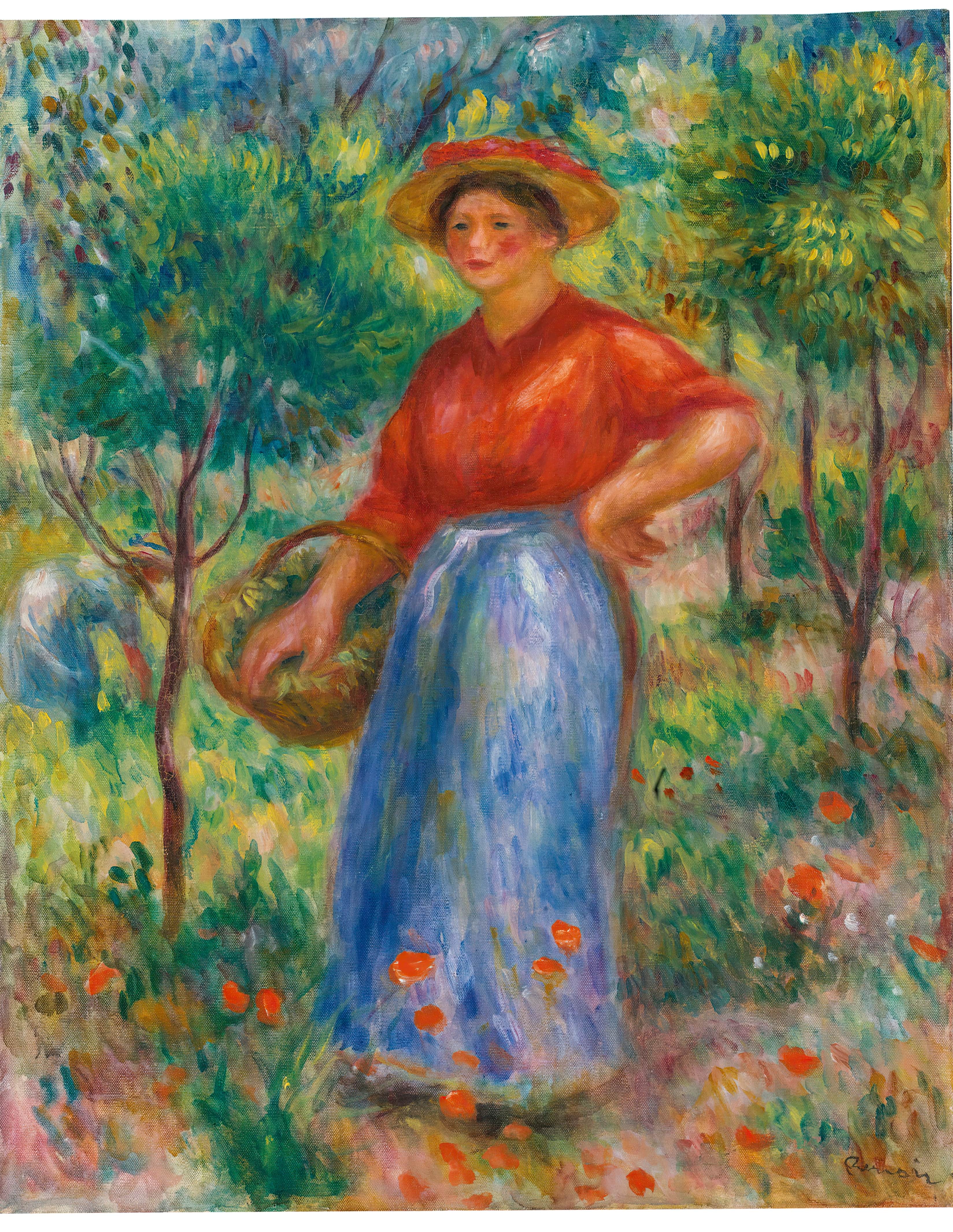 《篮子里的年轻女孩（花园里的加布里埃尔）》（Young Girl in the Basket (Gabrielle in the Garden)）｜皮埃尔-奥古斯特·雷诺阿 Pierre-Auguste Renoir｜不明