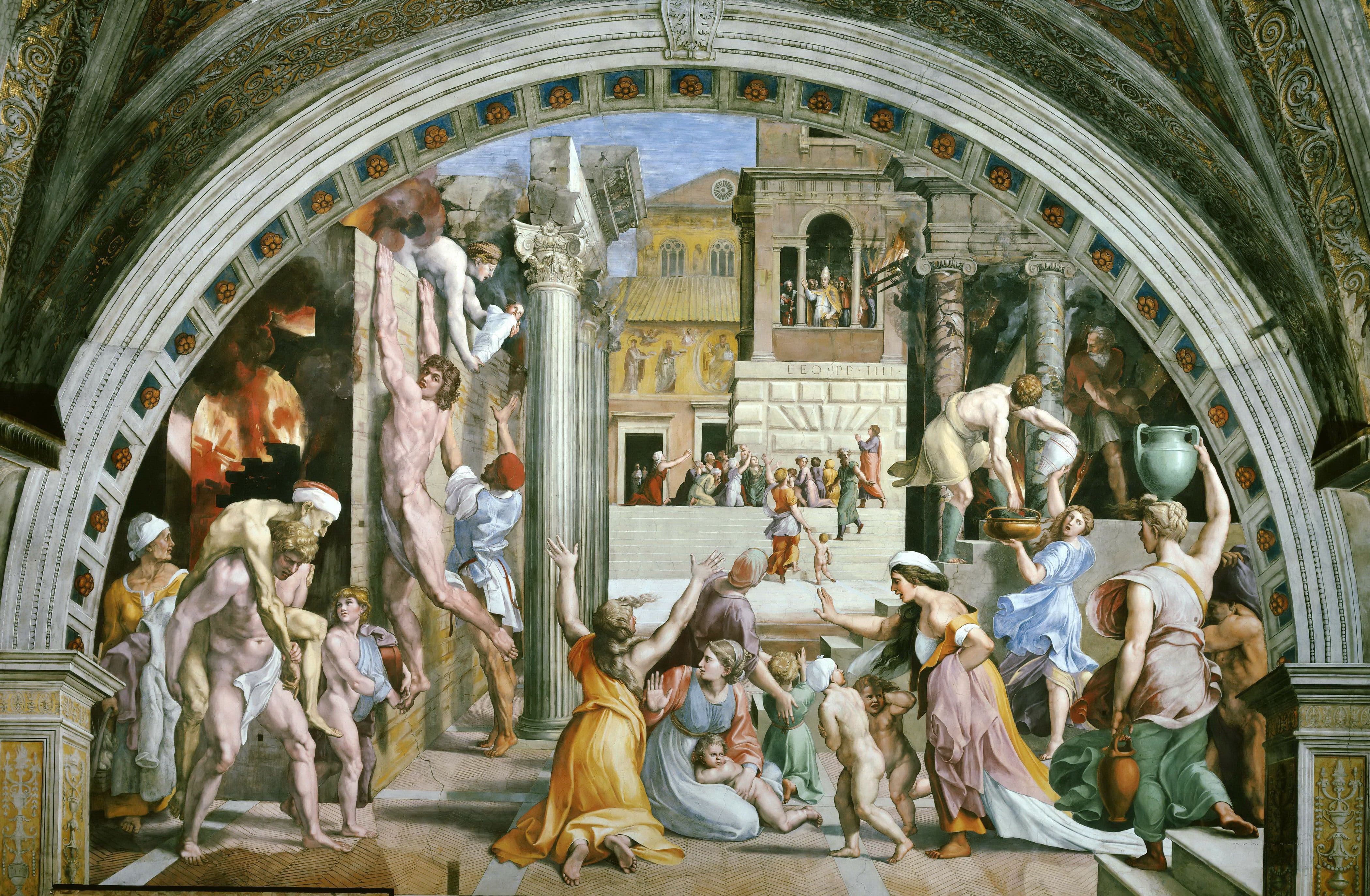 《博尔戈火灾》（The Fire in the Borgo）｜拉斐尔 Raphael｜1514
