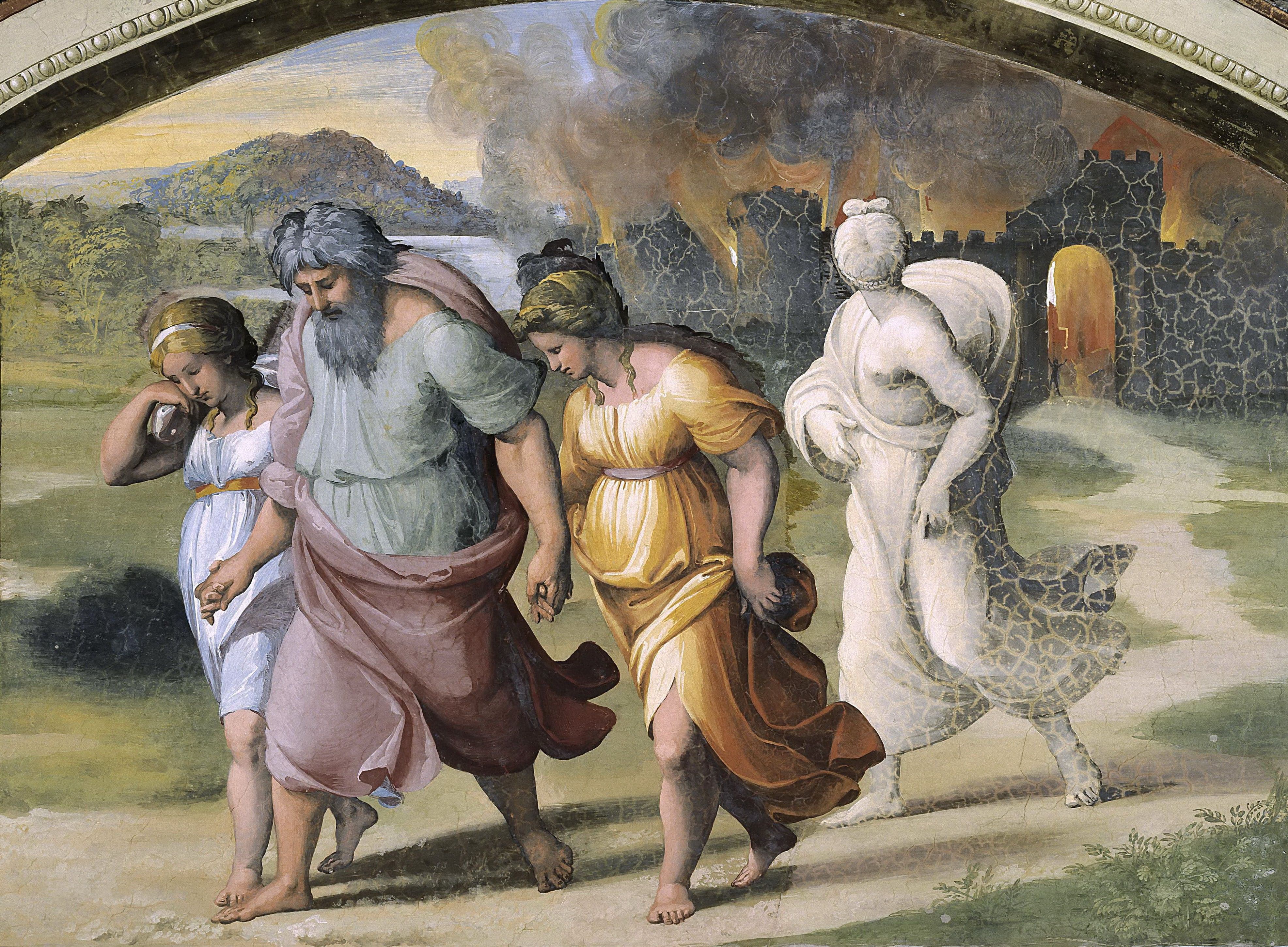 《罗得逃离所多玛》（Lot Fleeing Sodom）｜拉斐尔 Raphael｜1518–1519