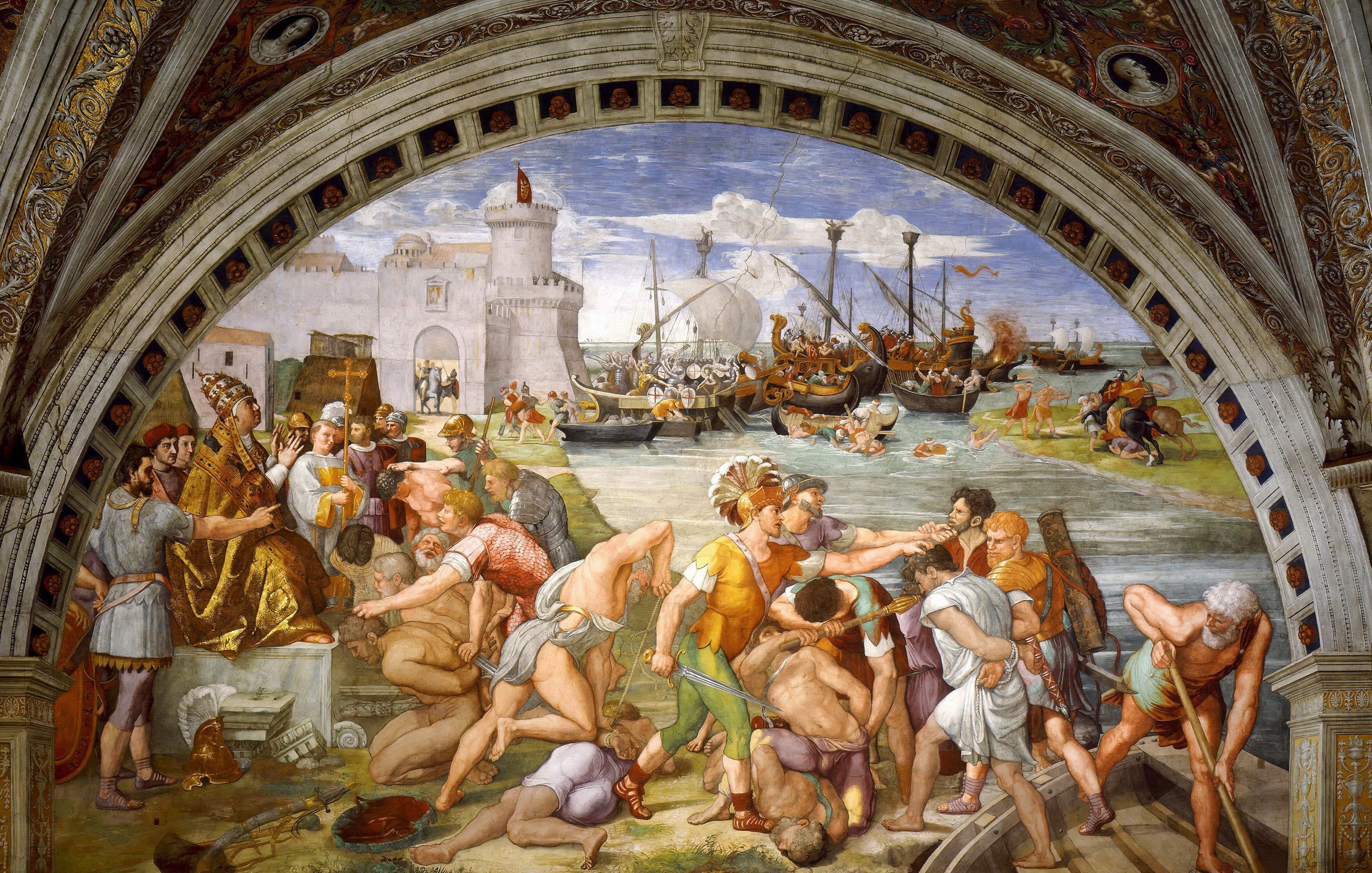 《奥斯提亚战役》（The Battle of Ostia）｜拉斐尔 Raphael｜1514
