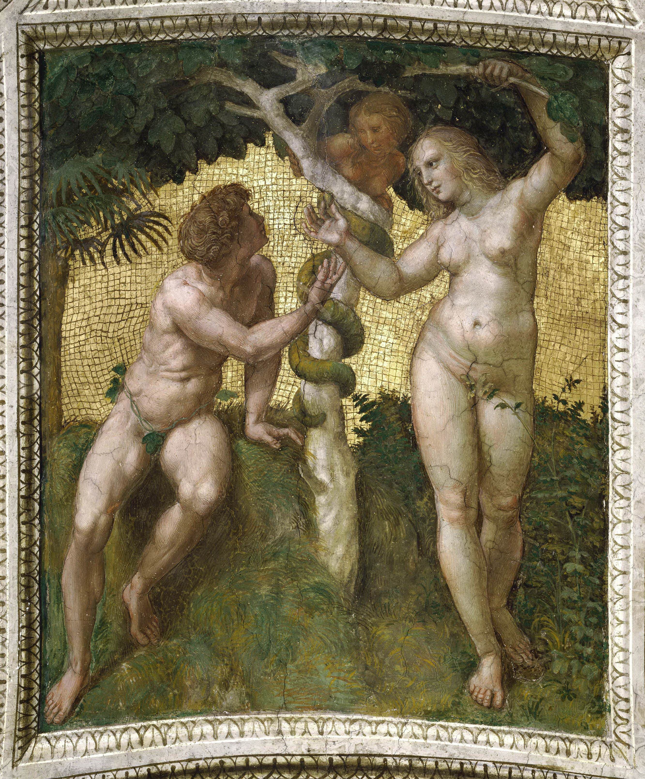 《签字厅中的亚当与夏娃》（Adam and Eve, from the 'Stanza della Segnatura'）｜拉斐尔 Raphael｜1511