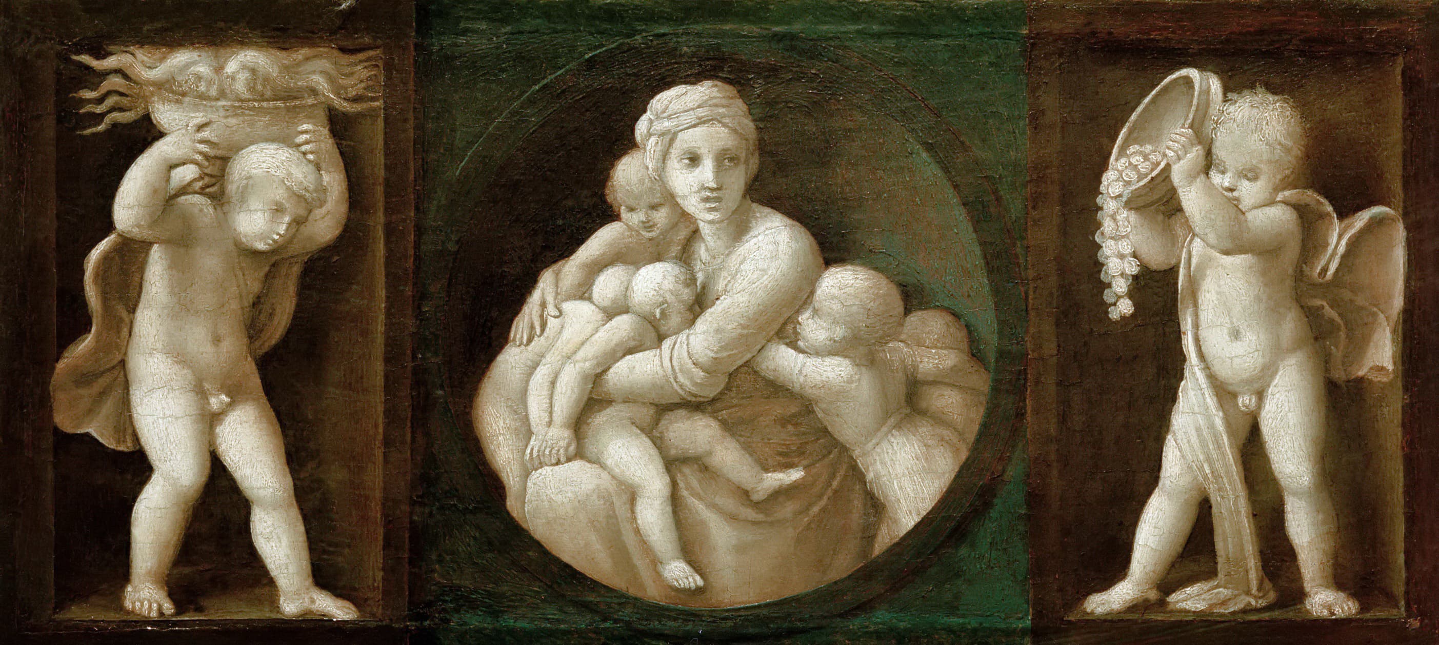 《小天使与圆形饰画局部》（Putti and Medallion, Decorative Detail）｜拉斐尔 Raphael｜1518–1519