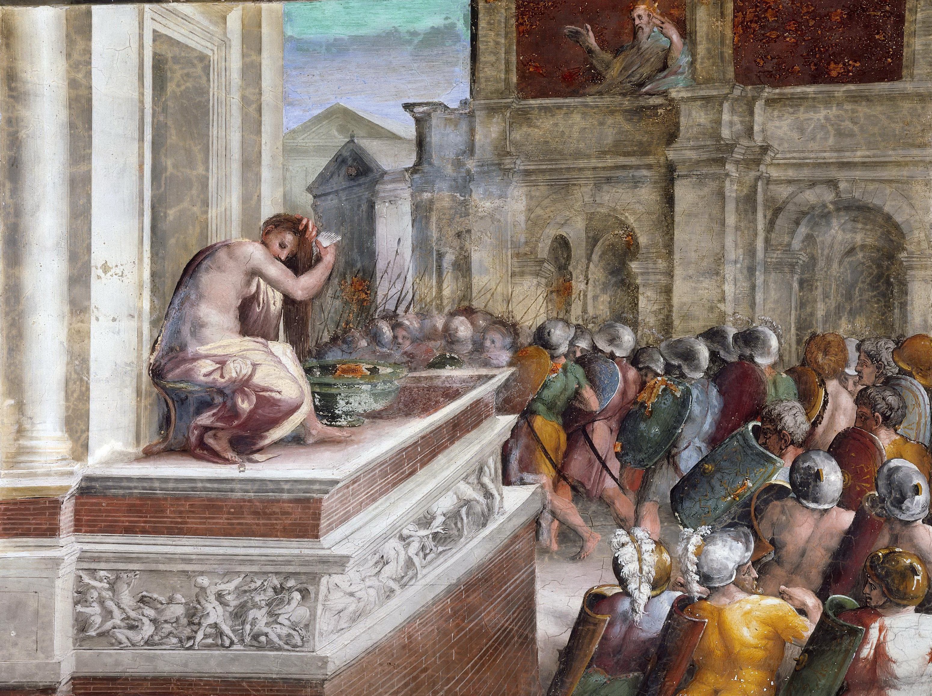 《大卫看见拔示巴》（David Sees Bathsheba）｜拉斐尔 Raphael｜1518–1519