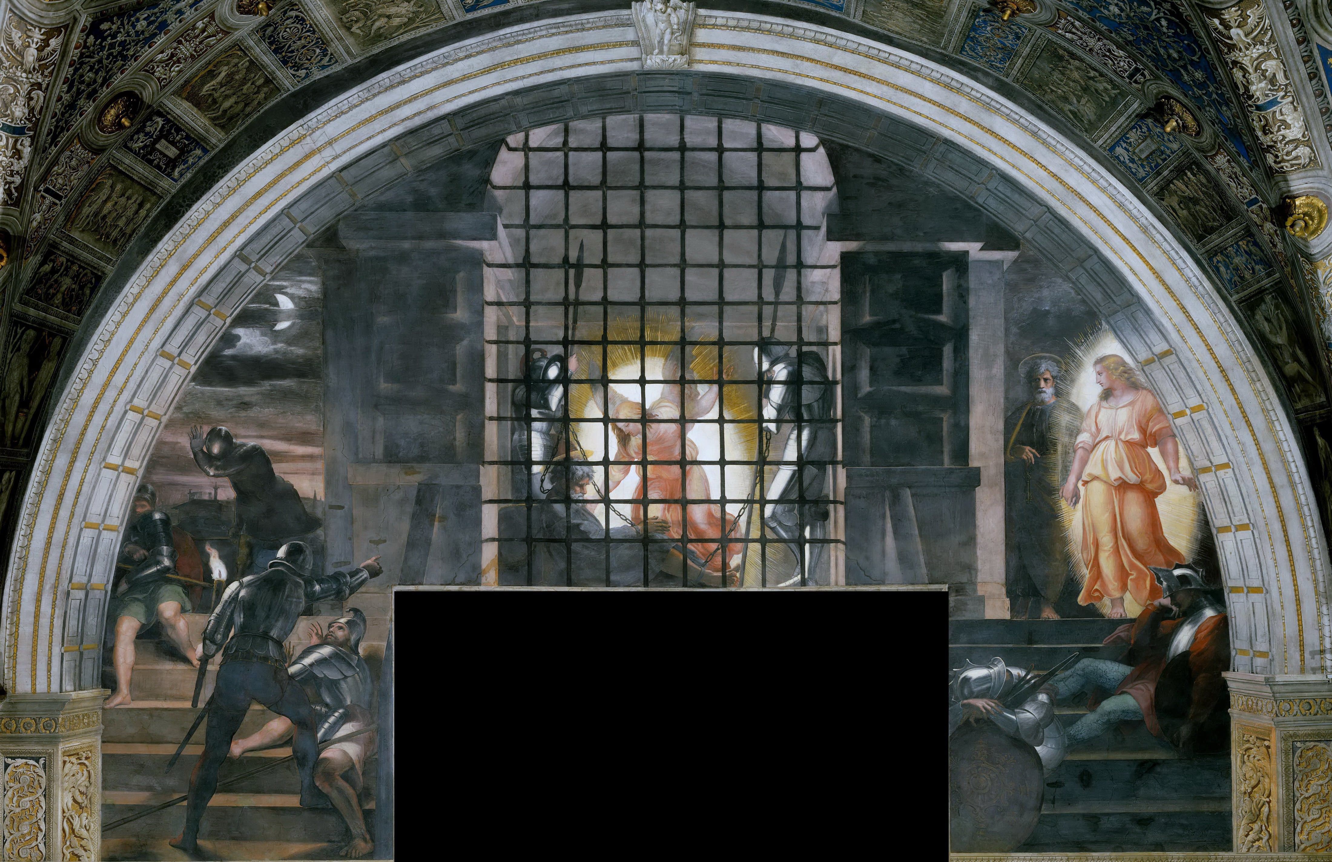 《圣彼得获救》（The Liberation of St. Peter, in the Stanza D'Eliodoro）｜拉斐尔 Raphael｜1514