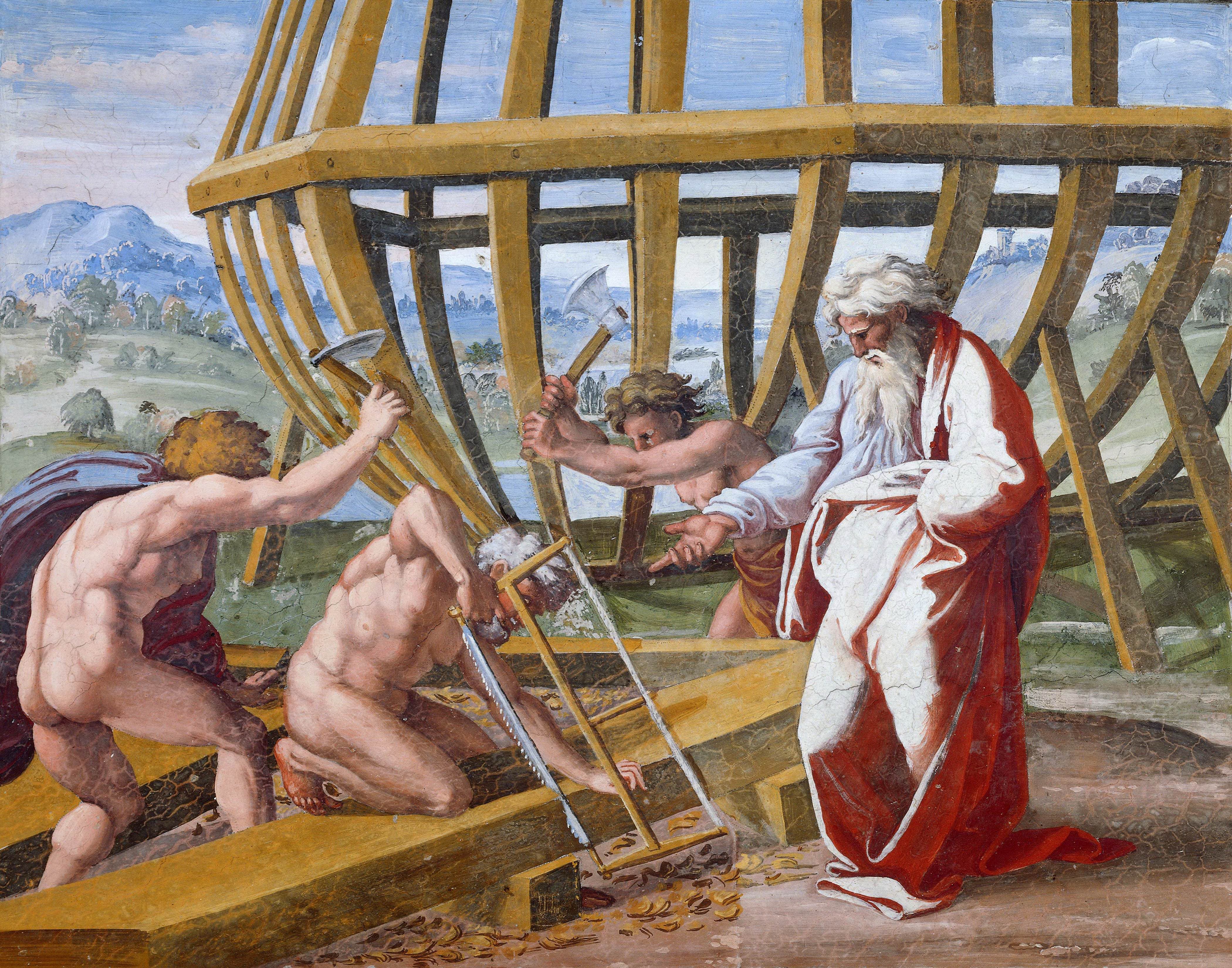 《建造诺亚方舟》（The Building of Noah's Ark）｜拉斐尔 Raphael｜1518–1519