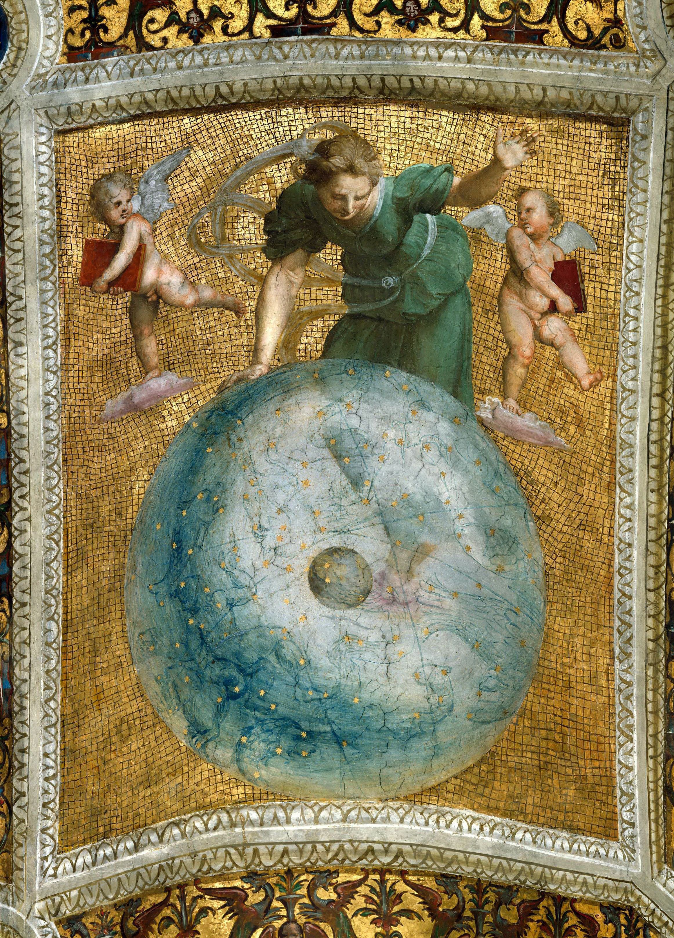 《地球与人物装饰局部》（Globe and Figures, Decorative Detail）｜拉斐尔 Raphael｜约1511–1514