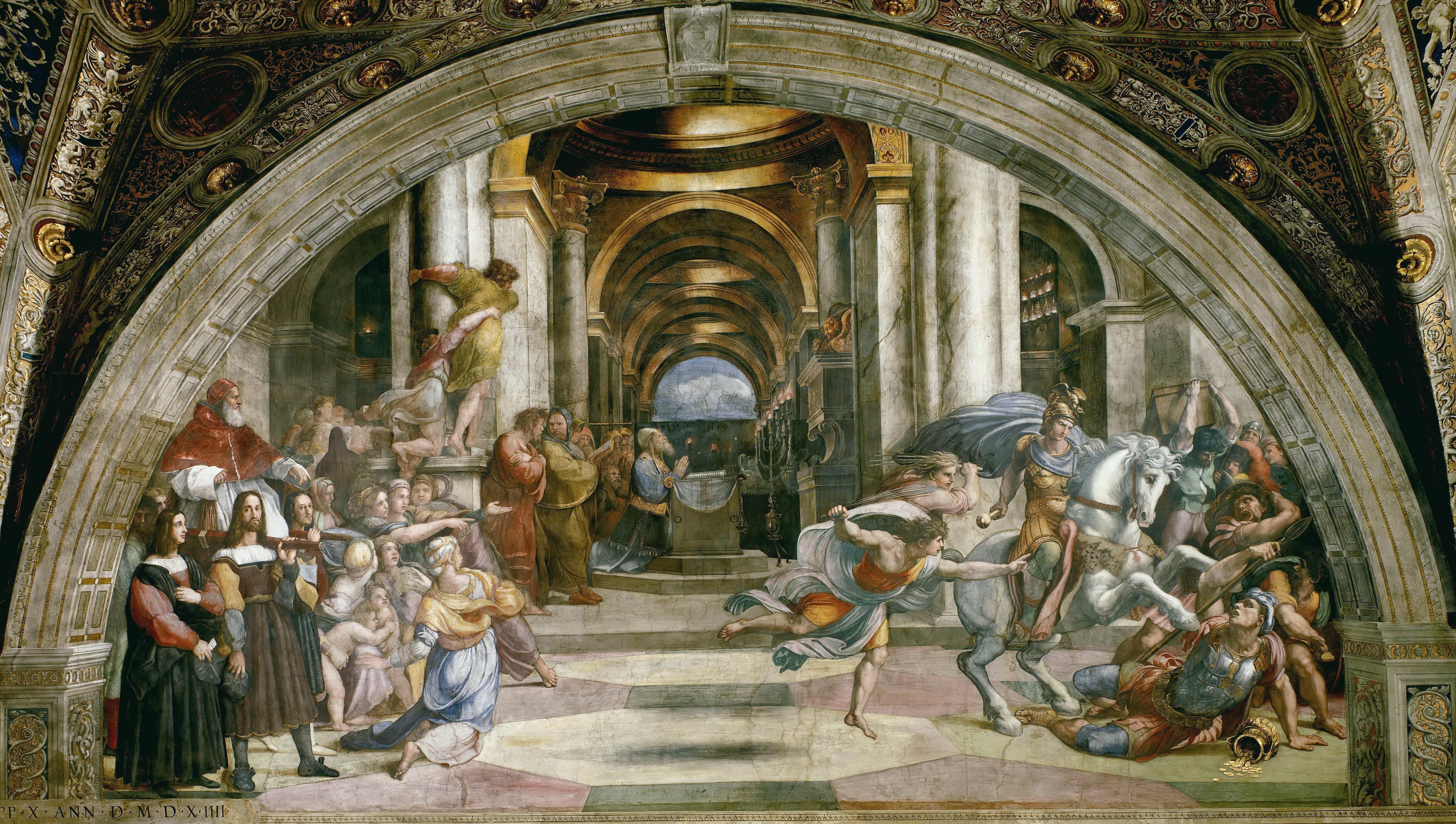 《赫利奥多罗斯被逐出圣殿》（The Expulsion of Heliodorus from the Temple）｜拉斐尔 Raphael｜1512