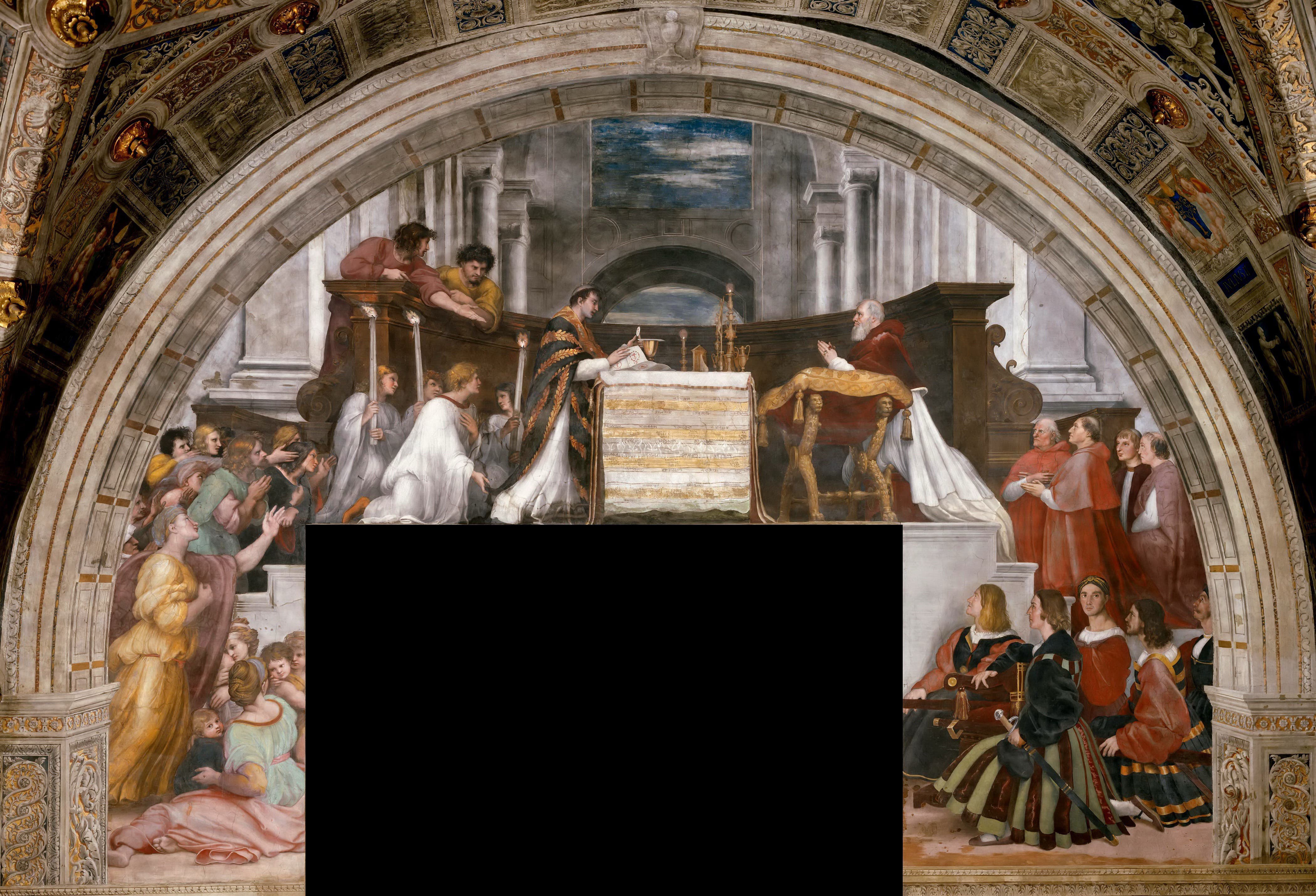 《波尔塞纳弥撒》（The Mass of Bolsena, from the Stanza dell'Eliodor）｜拉斐尔 Raphael｜1514