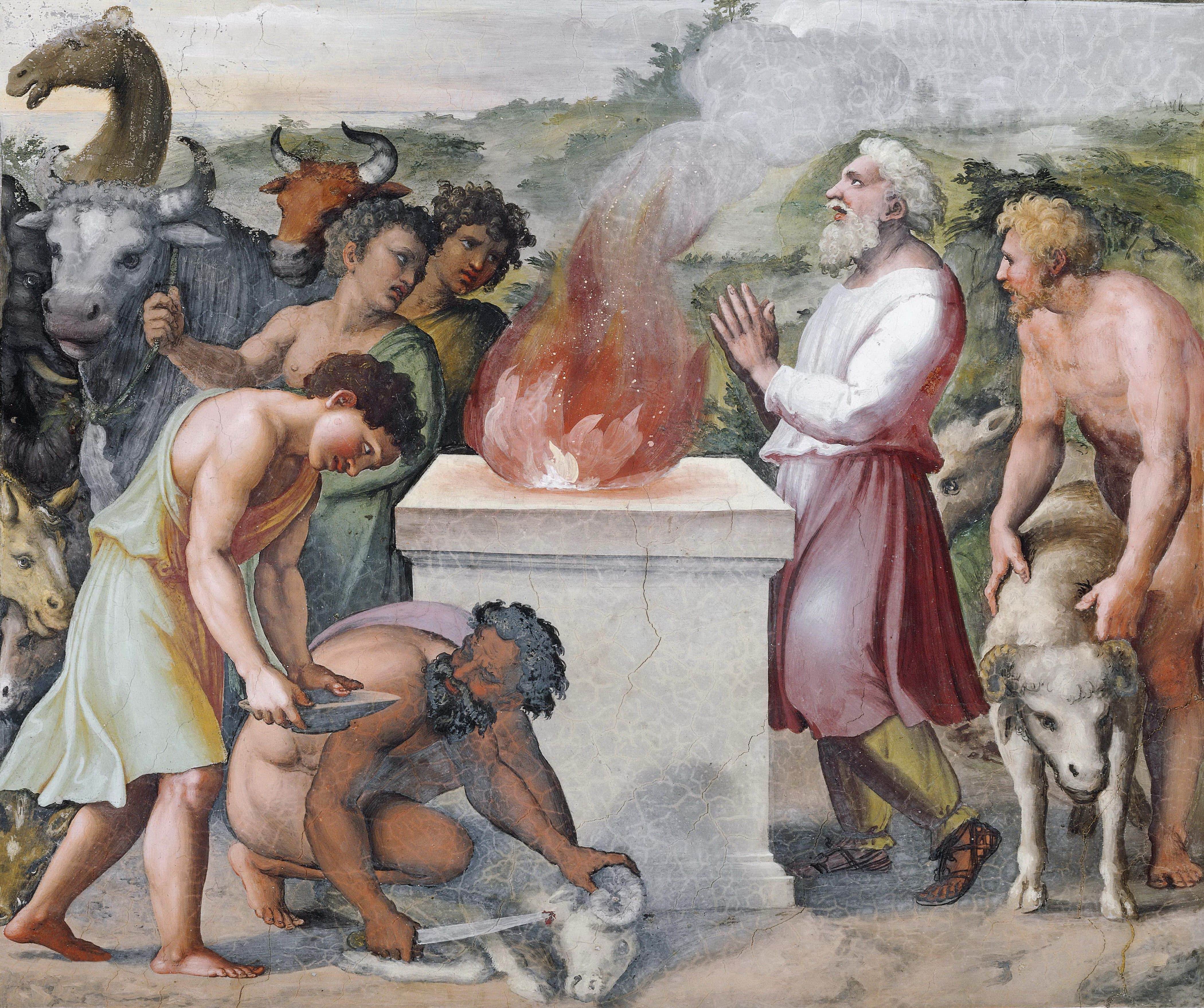 《诺亚献祭》（The Sacrifice of Noah）｜拉斐尔 Raphael｜1518–1519