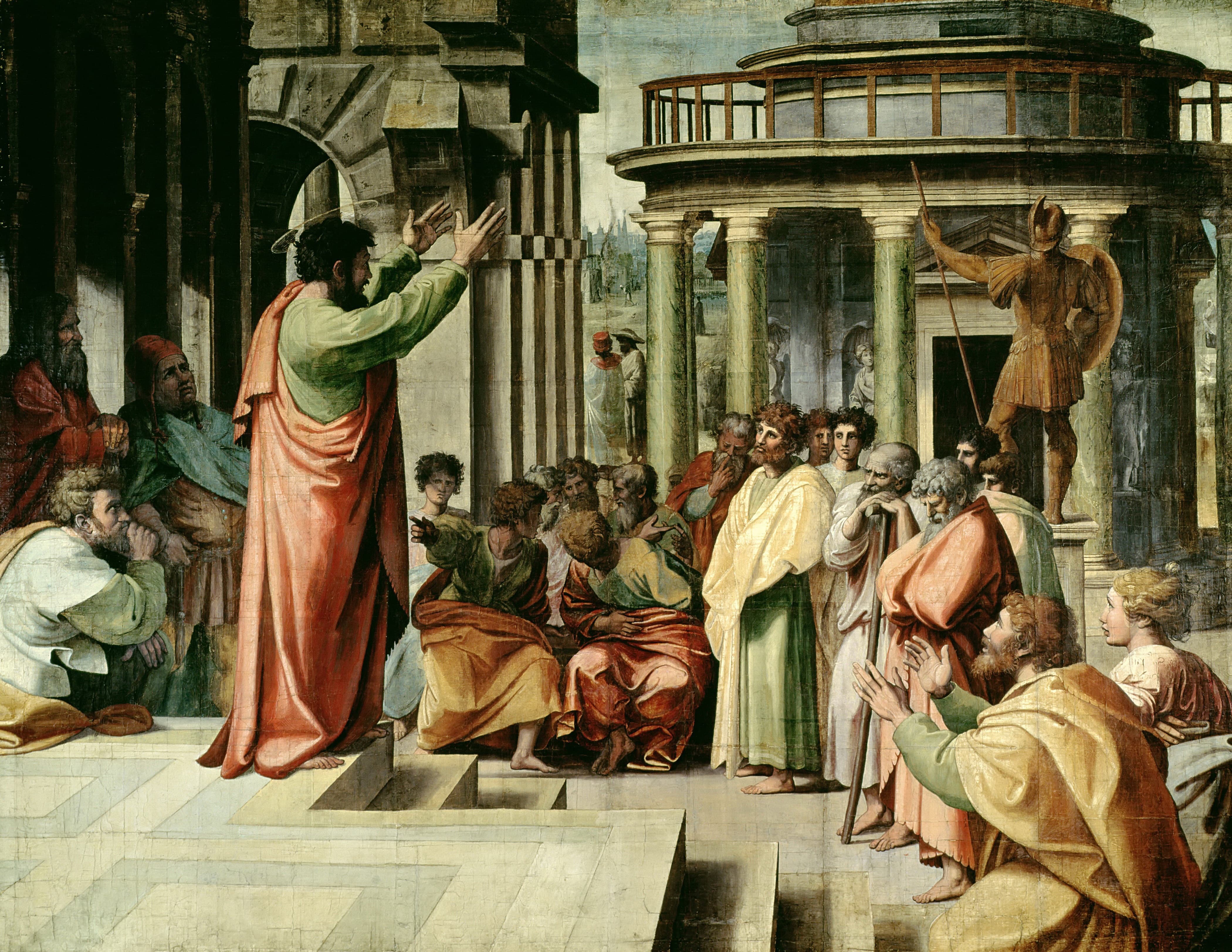 《圣保罗在雅典布道》（St. Paul Preaching at Athens (cartoon for the Sistine Chapel)）｜拉斐尔 Raphael｜1515