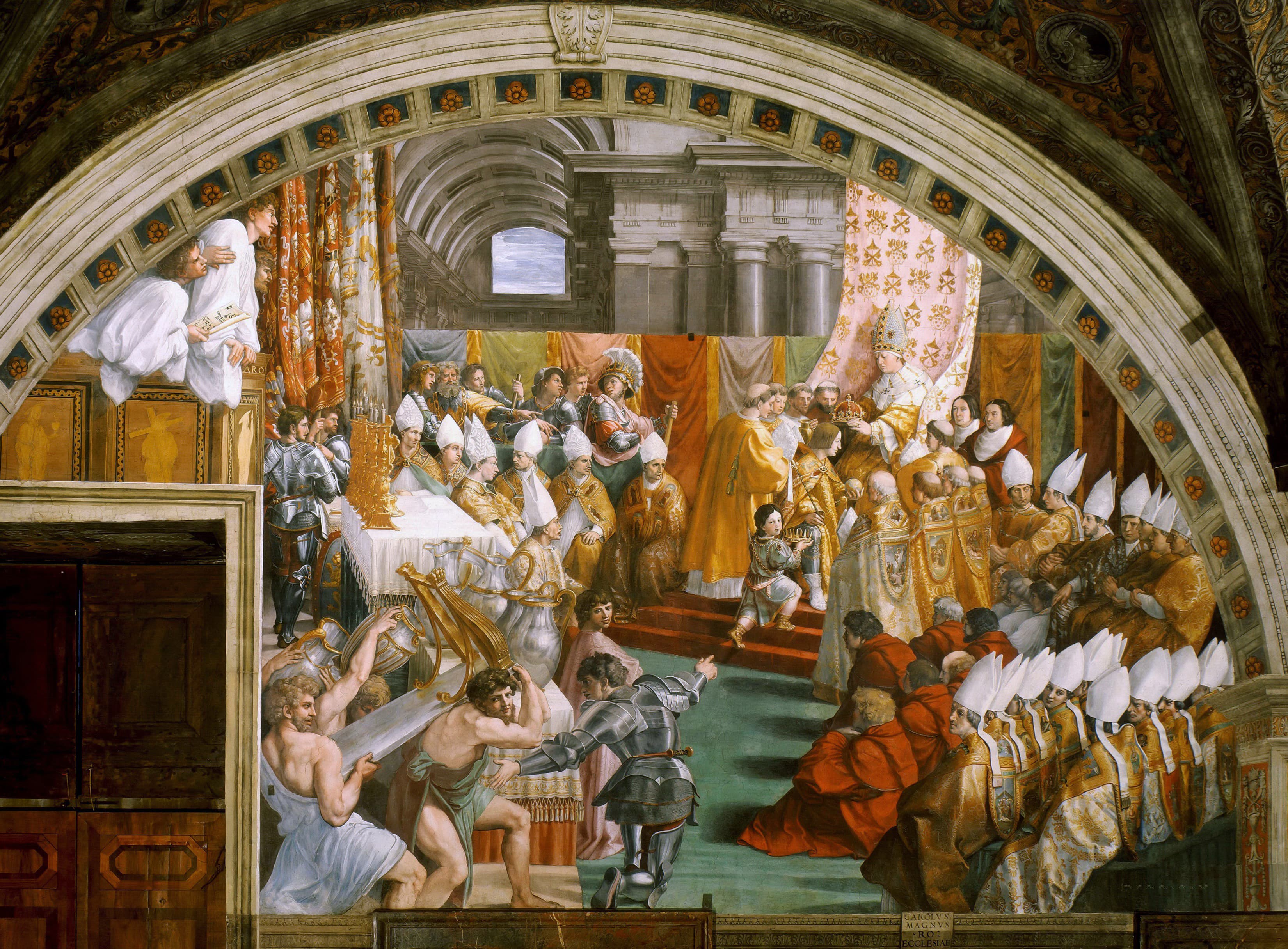 《查理曼加冕》（The Coronation of Charlemagne）｜拉斐尔 Raphael｜1514
