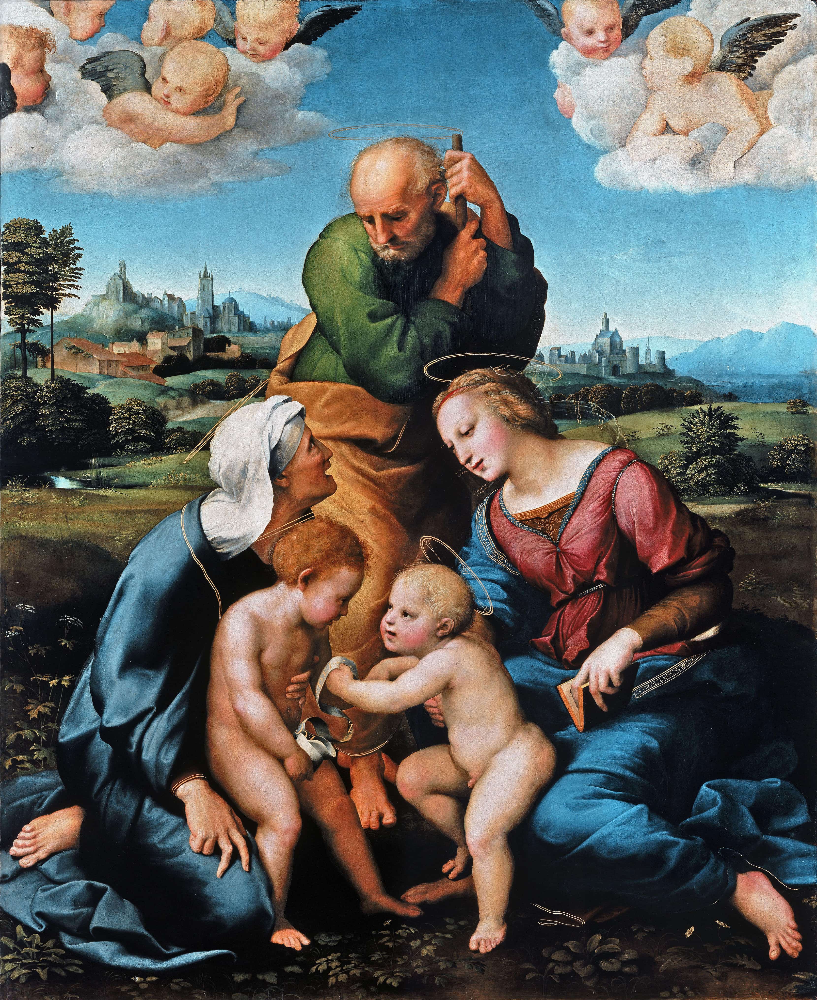《圣家族与圣伊丽莎白、圣约翰》（The Holy Family with Saints Elizabeth and John）｜拉斐尔 Raphael｜1506