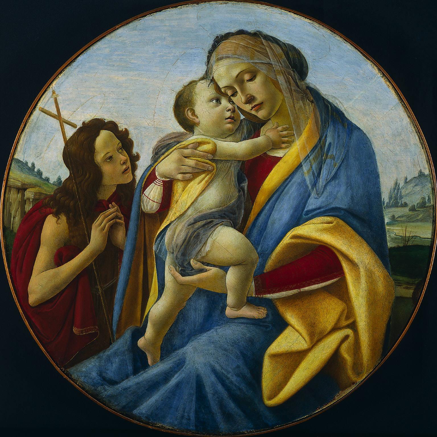 《圣母子与幼年施洗者圣约翰（版本2）》（Virgin and Child with the Young Saint John the Baptist）｜桑德罗·波提切利 Sandro Botticelli｜约 1490-1495