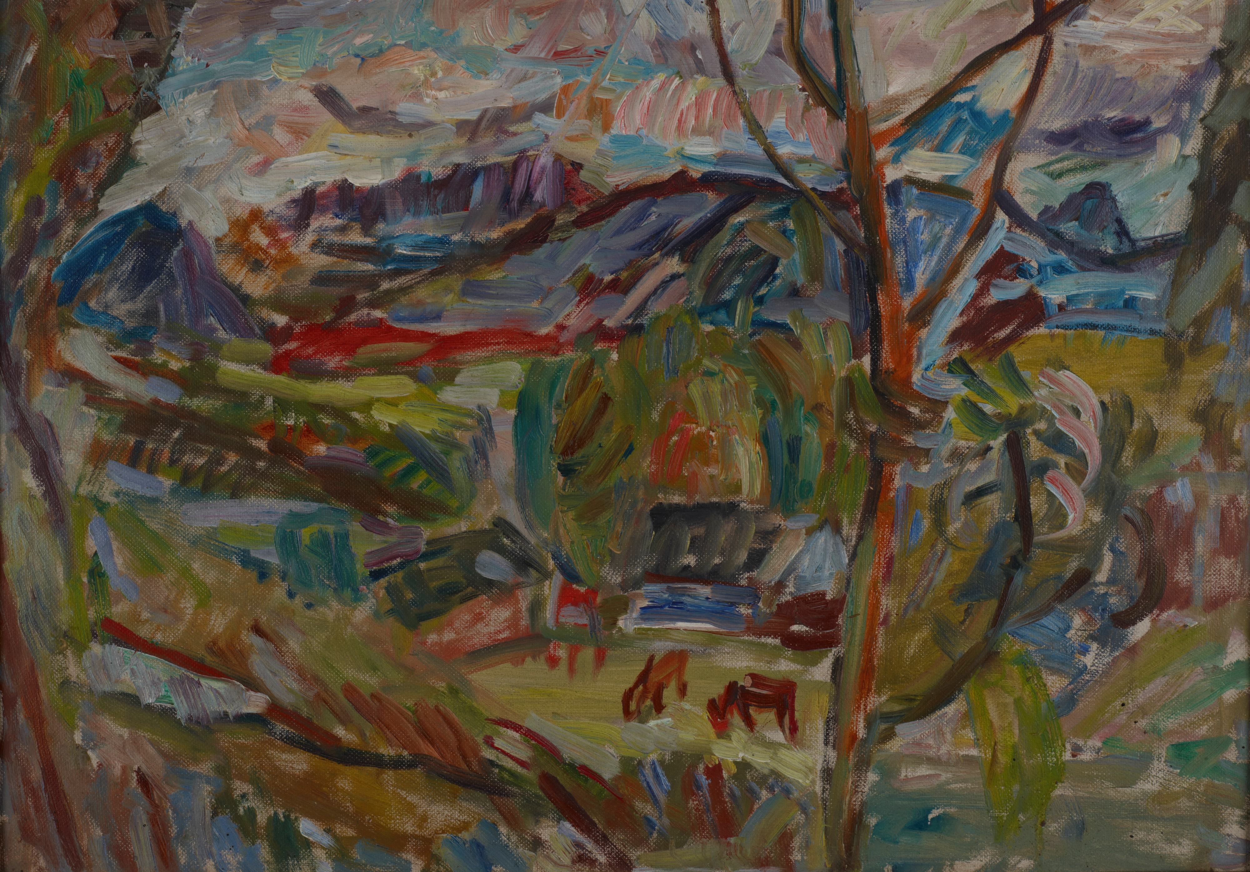 《山风景与牛》（Mountain Landscape with Cows）｜萨沙·布隆德 Sasza Blonder｜1937