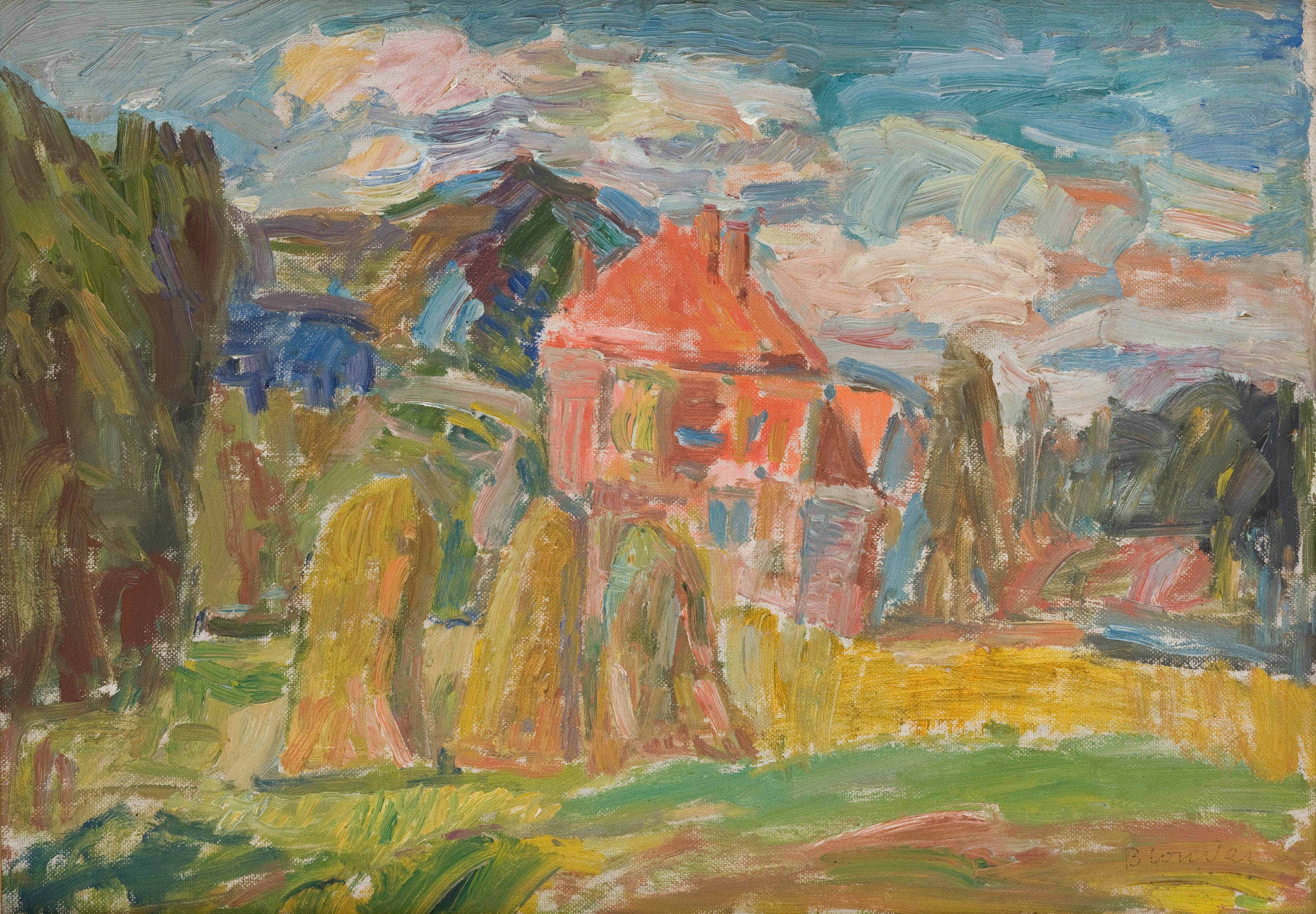 《风景与红房子》（Landscape with a Red House）｜萨沙·布隆德 Sasza Blonder｜1937