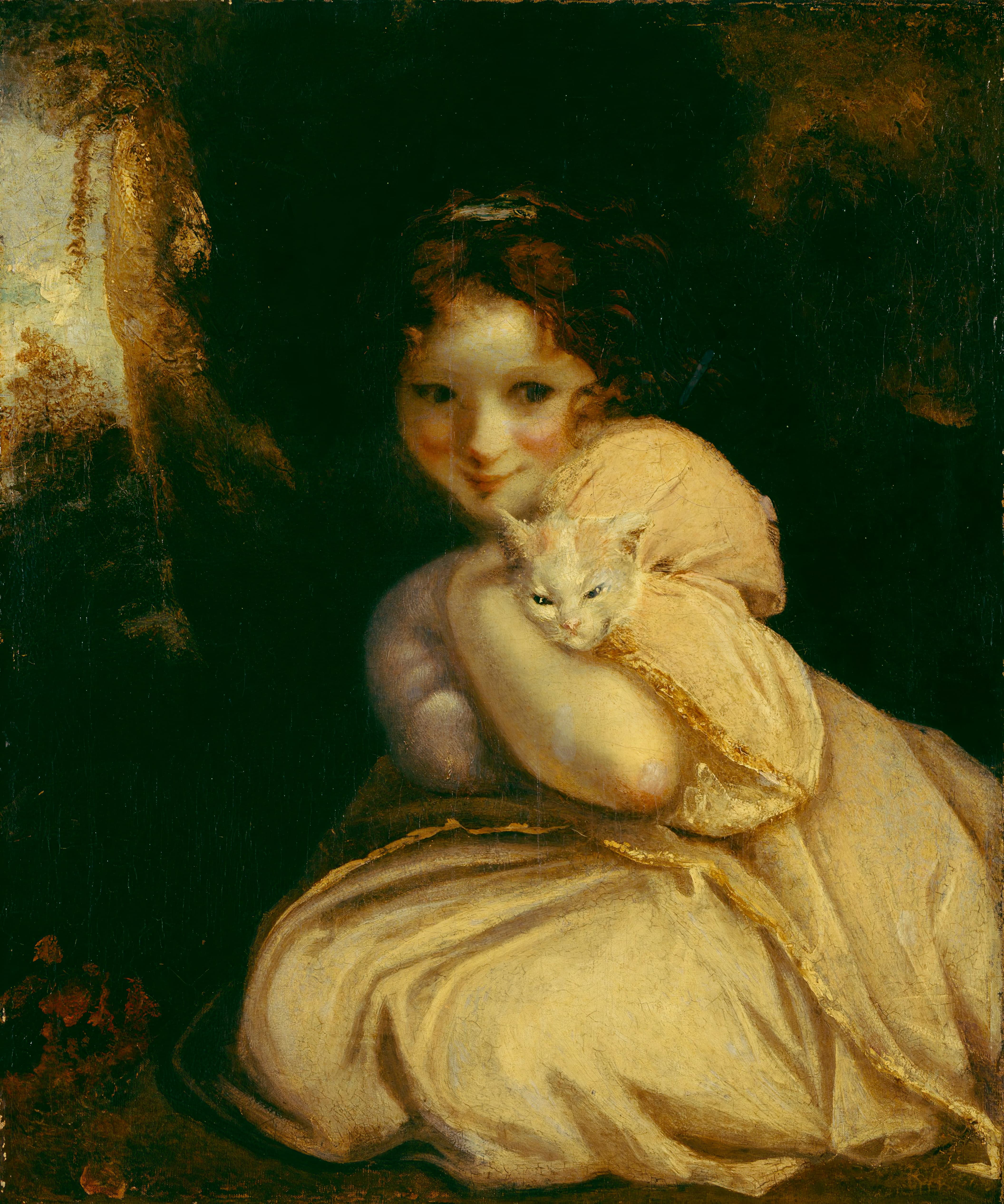 《费琳娜与小猫》（Felina with a Kitten）｜约书亚·雷诺兹爵士 Sir Joshua Reynolds｜1788