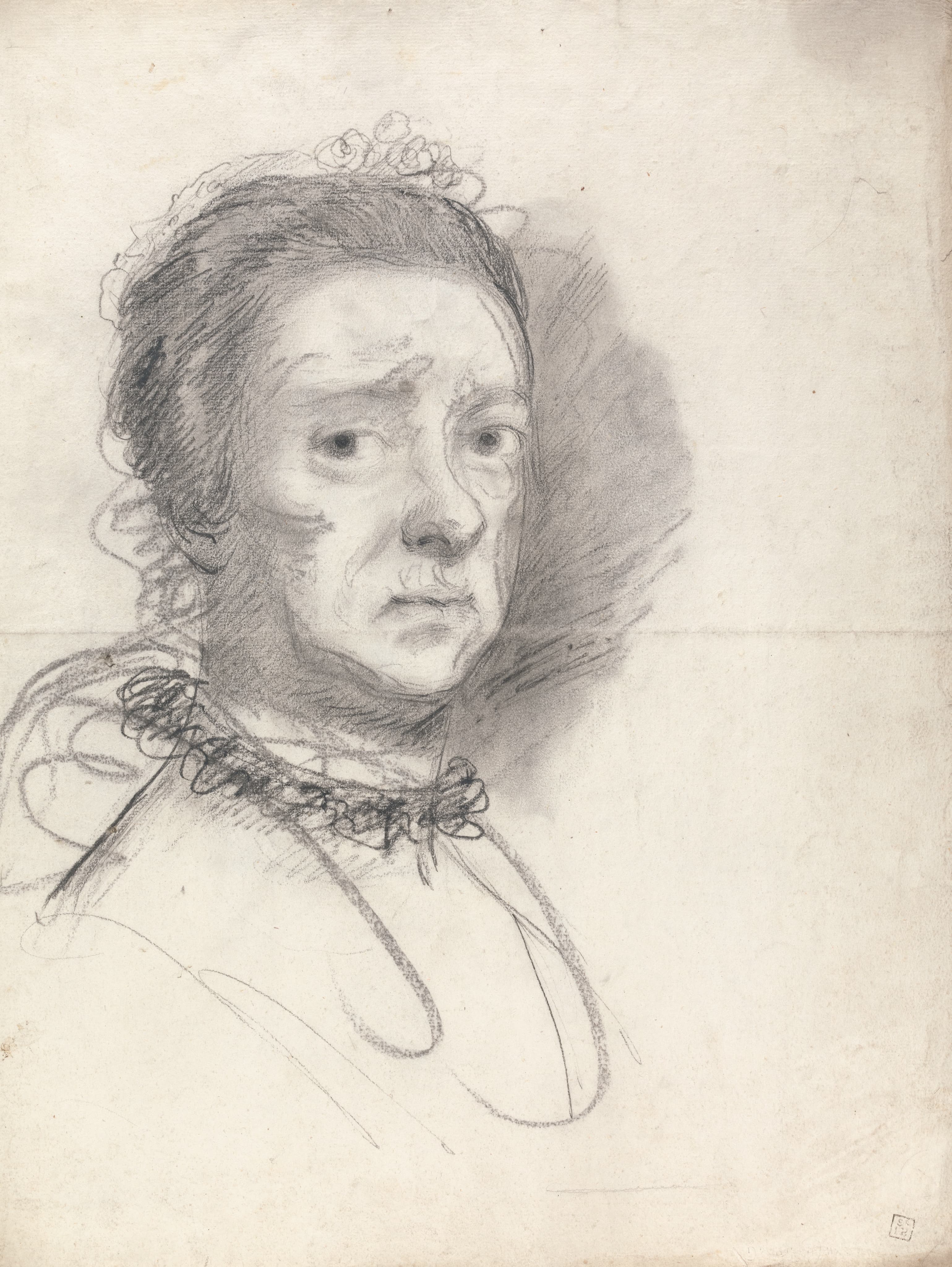 《一位老妇人的头像：拉斐尔《争论》的研究》（Head of an elderly lady: studies from Raphael's Disputation）｜约书亚·雷诺兹爵士 Sir Joshua Reynolds｜不明