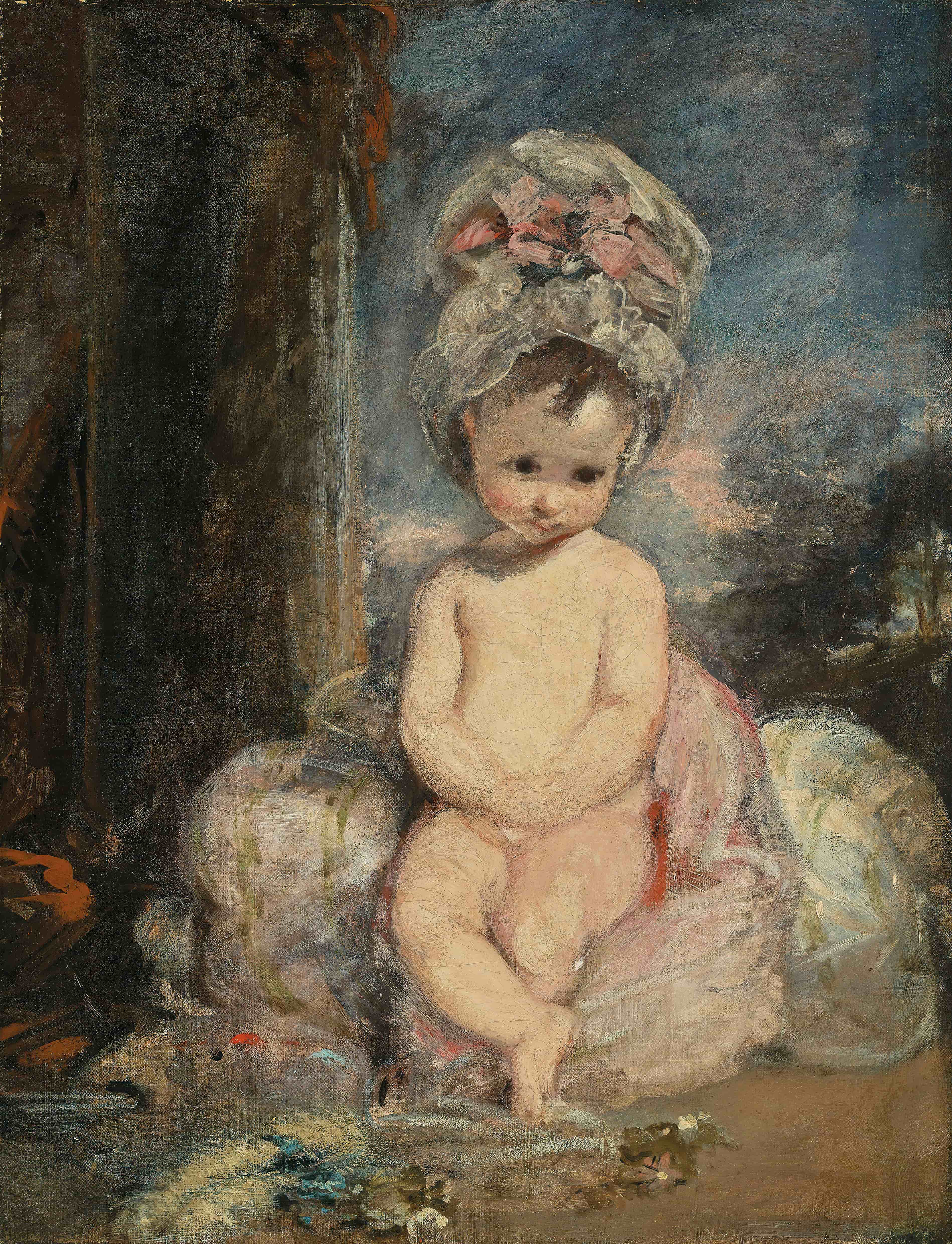 《婴儿学院，黑帮帽》（Infant Academy, The Mob Cap）｜约书亚·雷诺兹爵士 Sir Joshua Reynolds｜不明