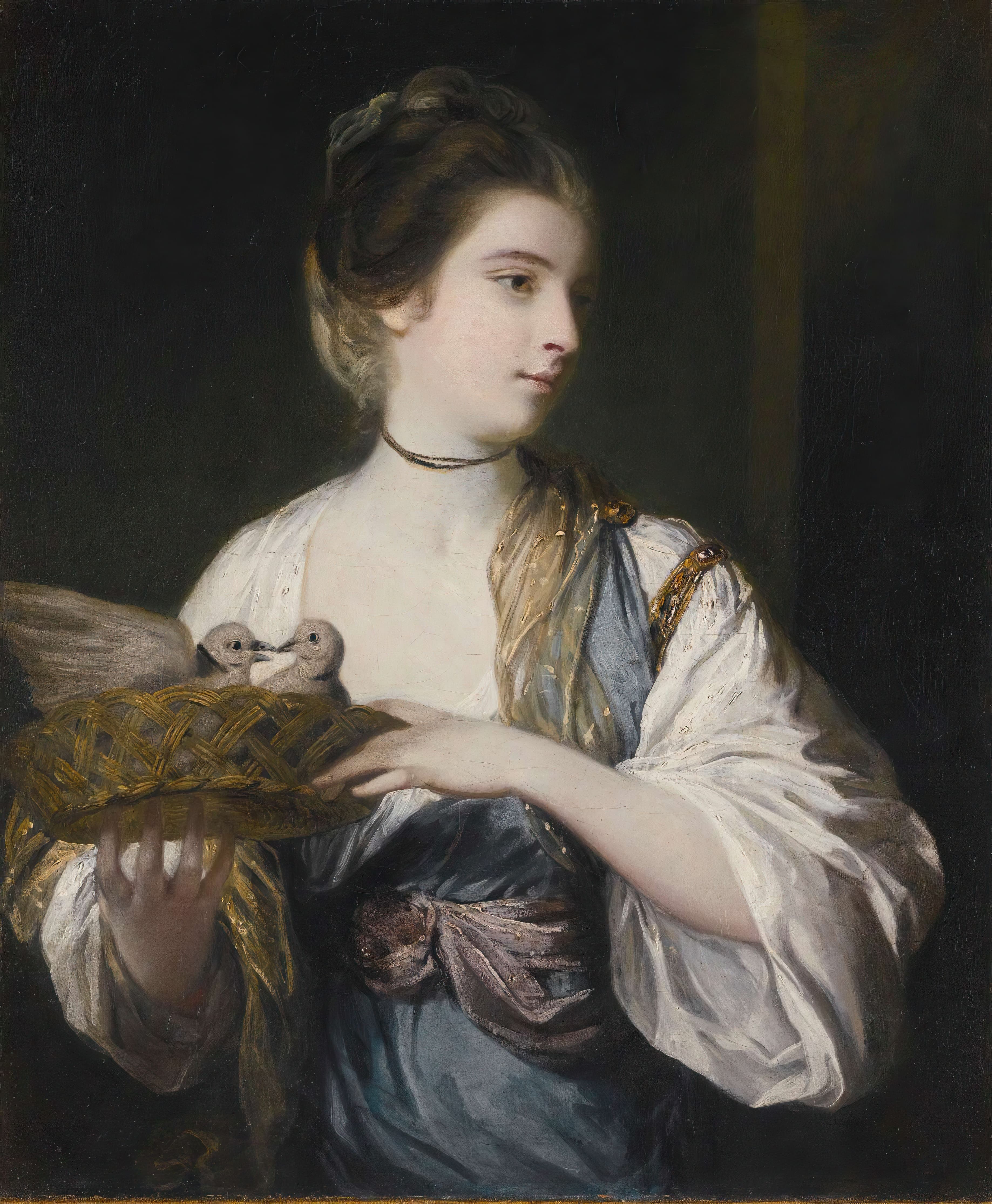 《南希·雷诺兹与鸽子》（Nancy Reynolds With Doves）｜约书亚·雷诺兹爵士 Sir Joshua Reynolds｜不明