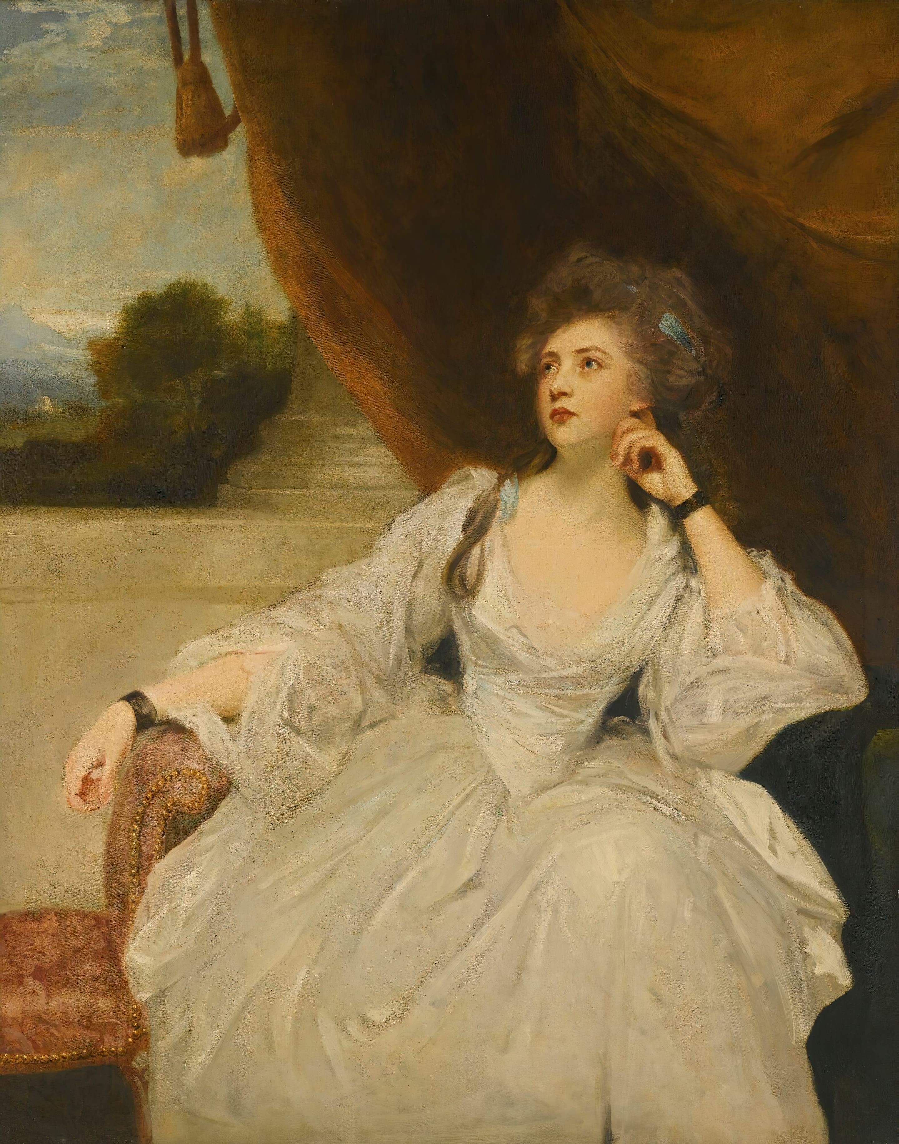 《伊丽莎白·福尔科纳，斯坦霍普夫人的肖像，作为沉思》（Portrait Of Elizabeth Falconer, Mrs. Stanhope, As Contemplation）｜约书亚·雷诺兹爵士 Sir Joshua Reynolds｜不明