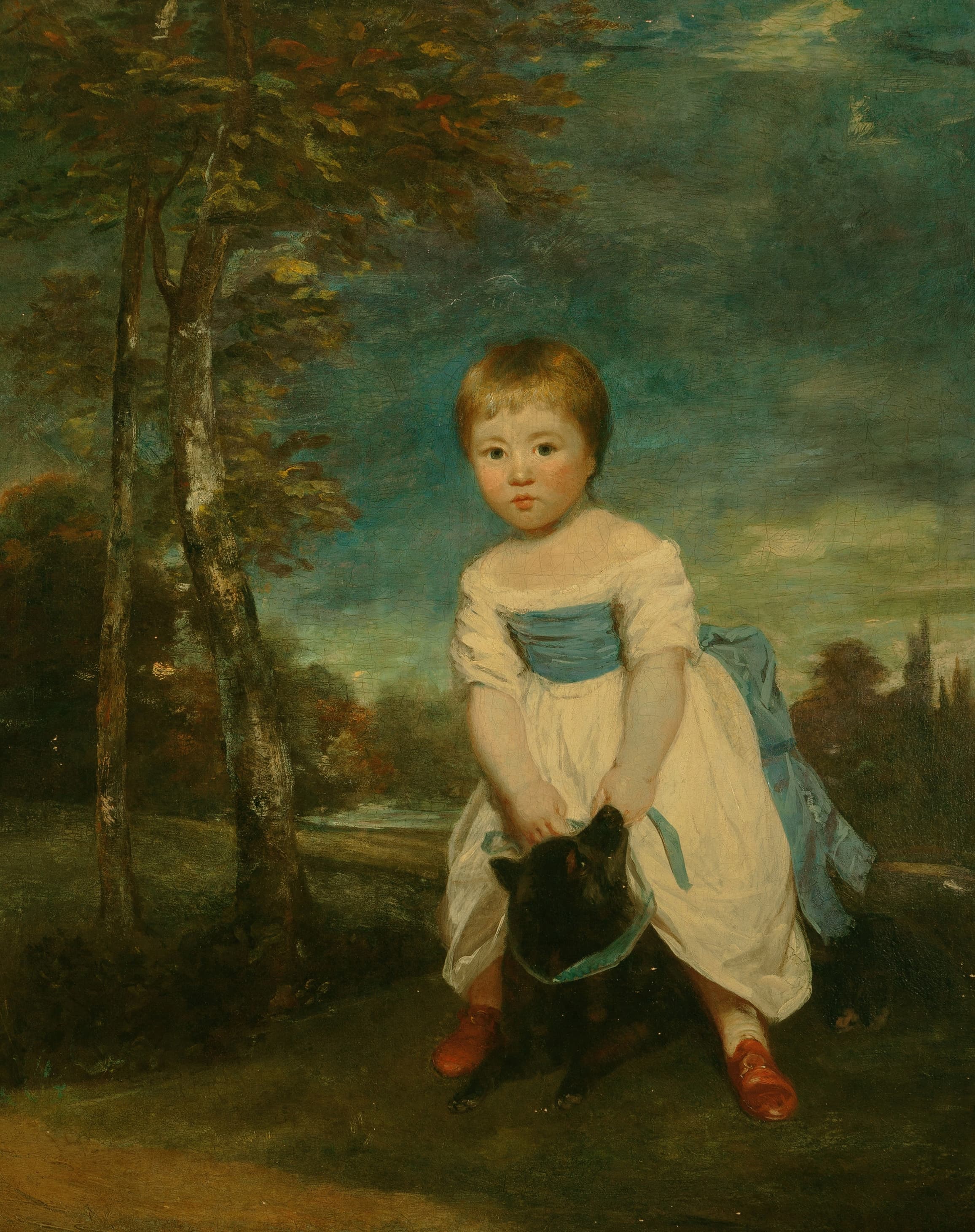 《风景中威廉·卡文迪什大师骑着一只黑狗的肖像》（Portrait of Master William Cavendish, standing astride a black dog, in a landscape）｜约书亚·雷诺兹爵士 Sir Joshua Reynolds｜不明
