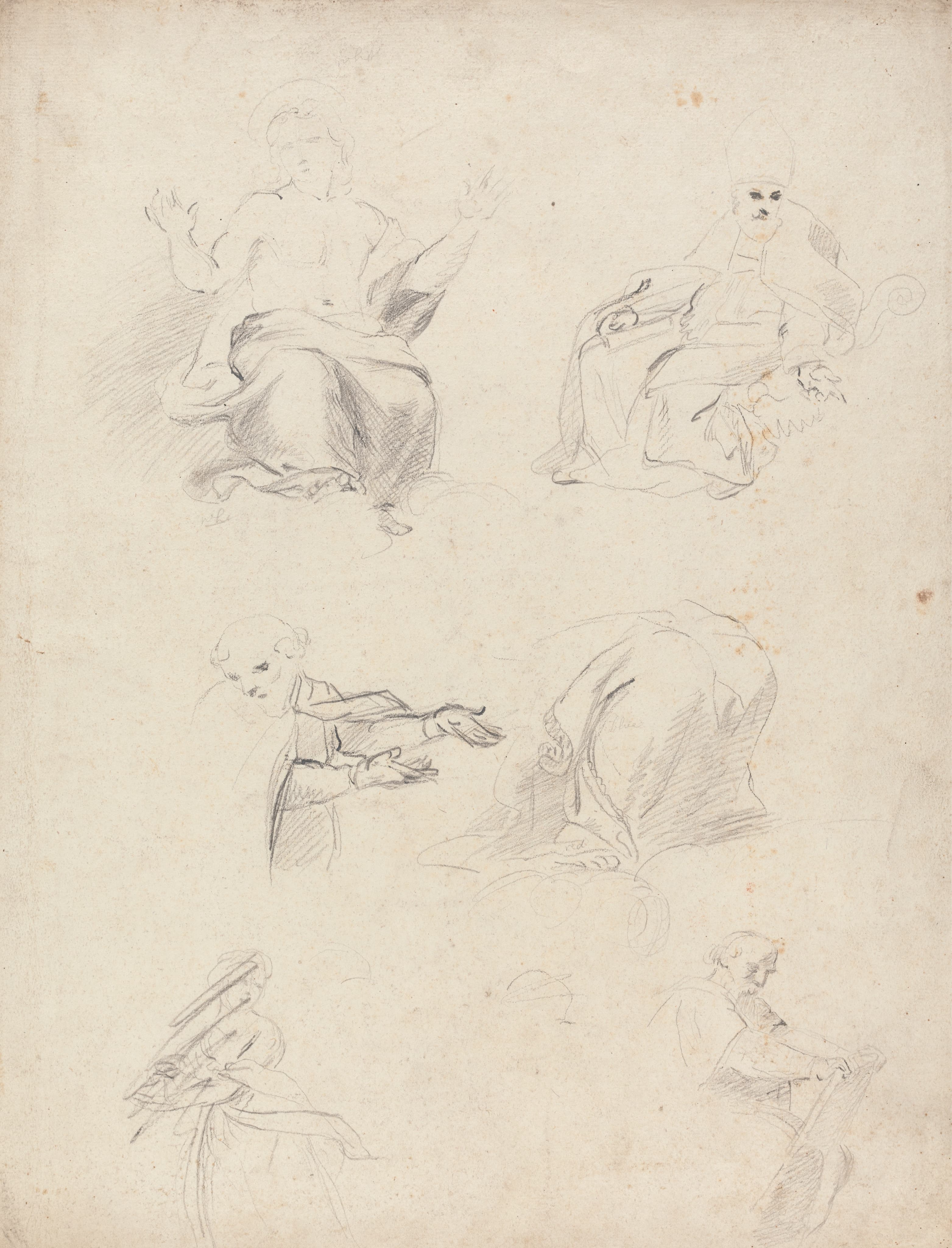 《拉斐尔争论中的人物研究表》（Sheet of Figure Studies from Raphael's Disputation）｜约书亚·雷诺兹爵士 Sir Joshua Reynolds｜不明