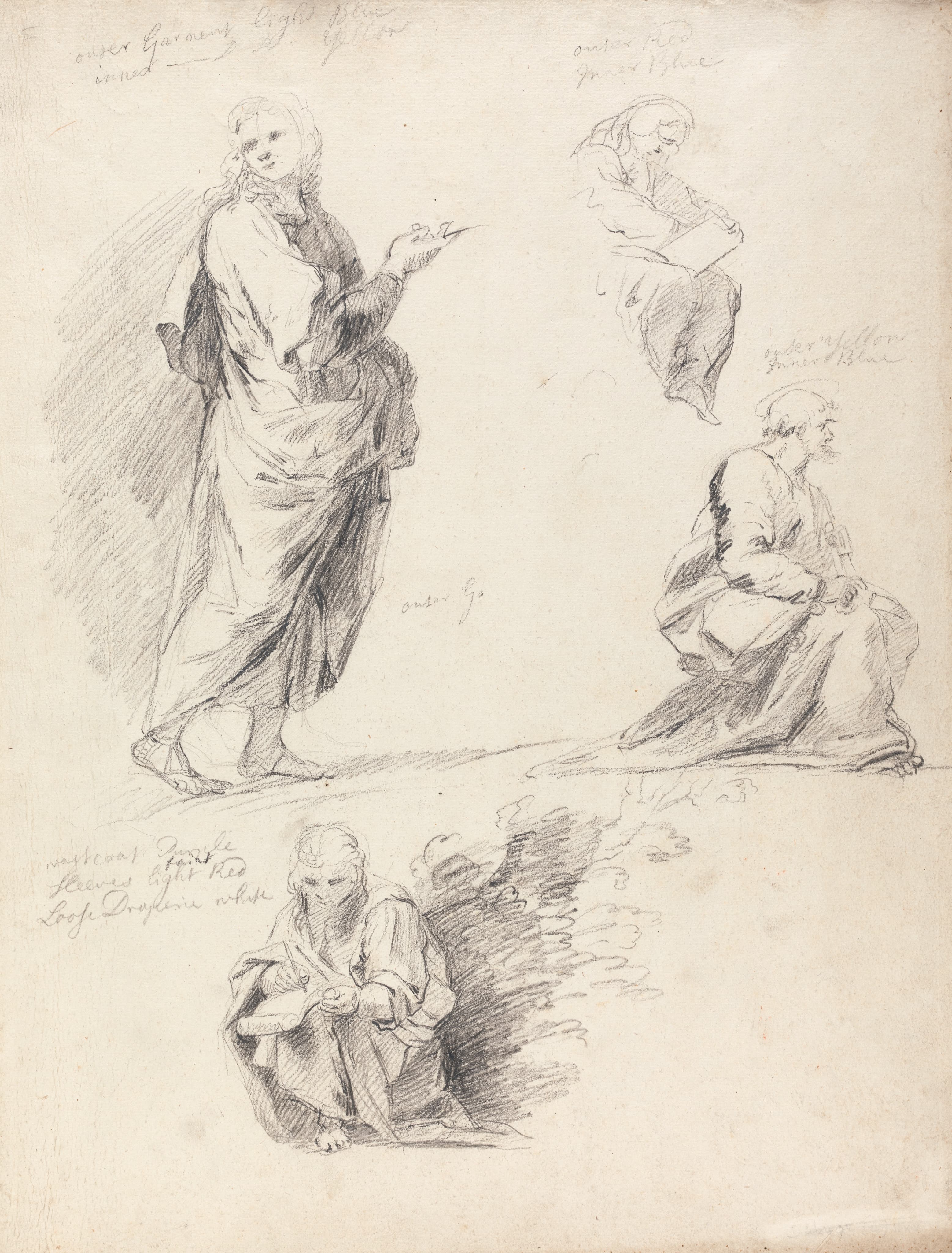 《拉斐尔争论中的人物研究表》（Sheet of Figure Studies from Raphael's Disputation）｜约书亚·雷诺兹爵士 Sir Joshua Reynolds｜不明