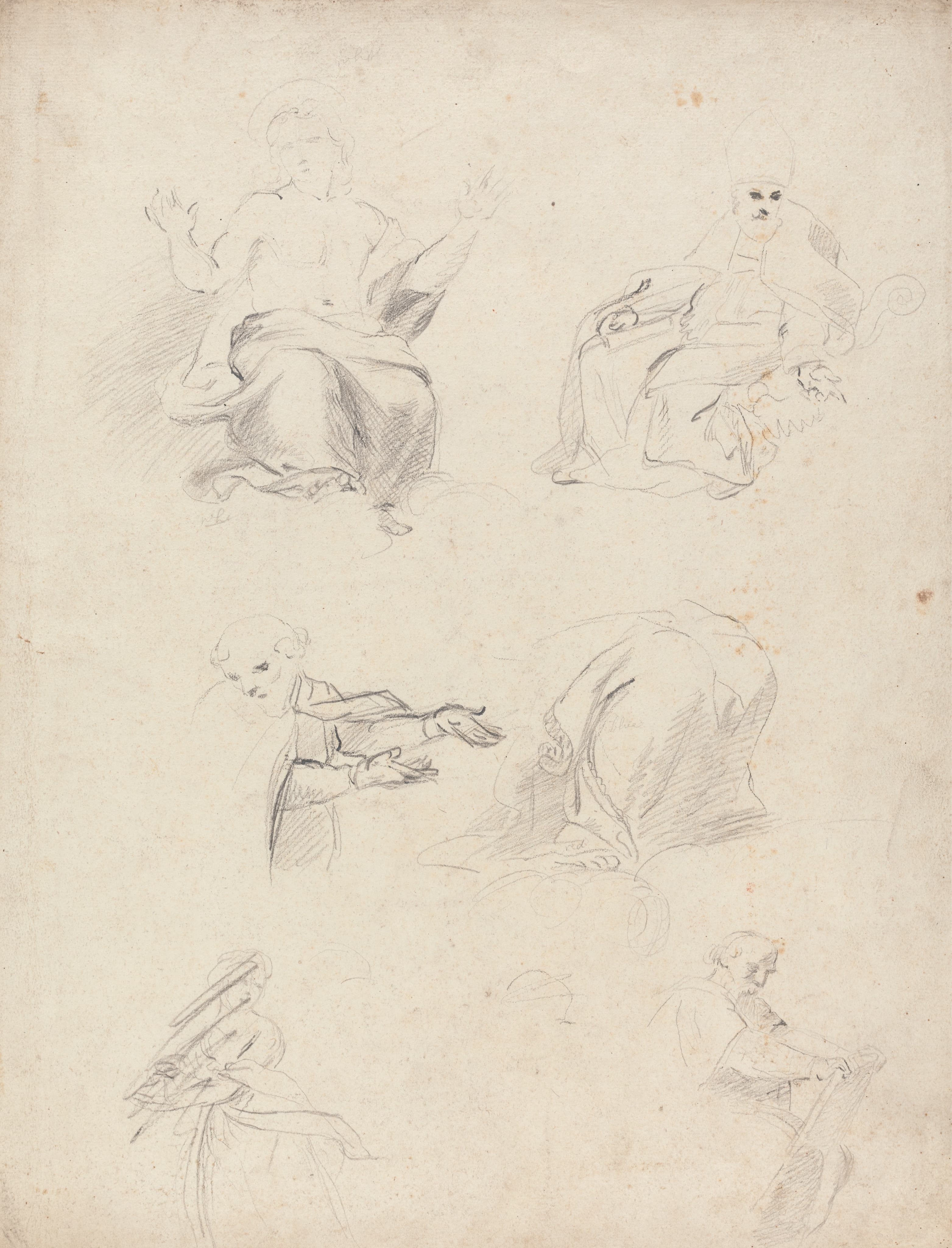 《拉斐尔争论中的人物研究表》（Sheet of Figure Studies from Raphael's Disputation）｜约书亚·雷诺兹爵士 Sir Joshua Reynolds｜不明
