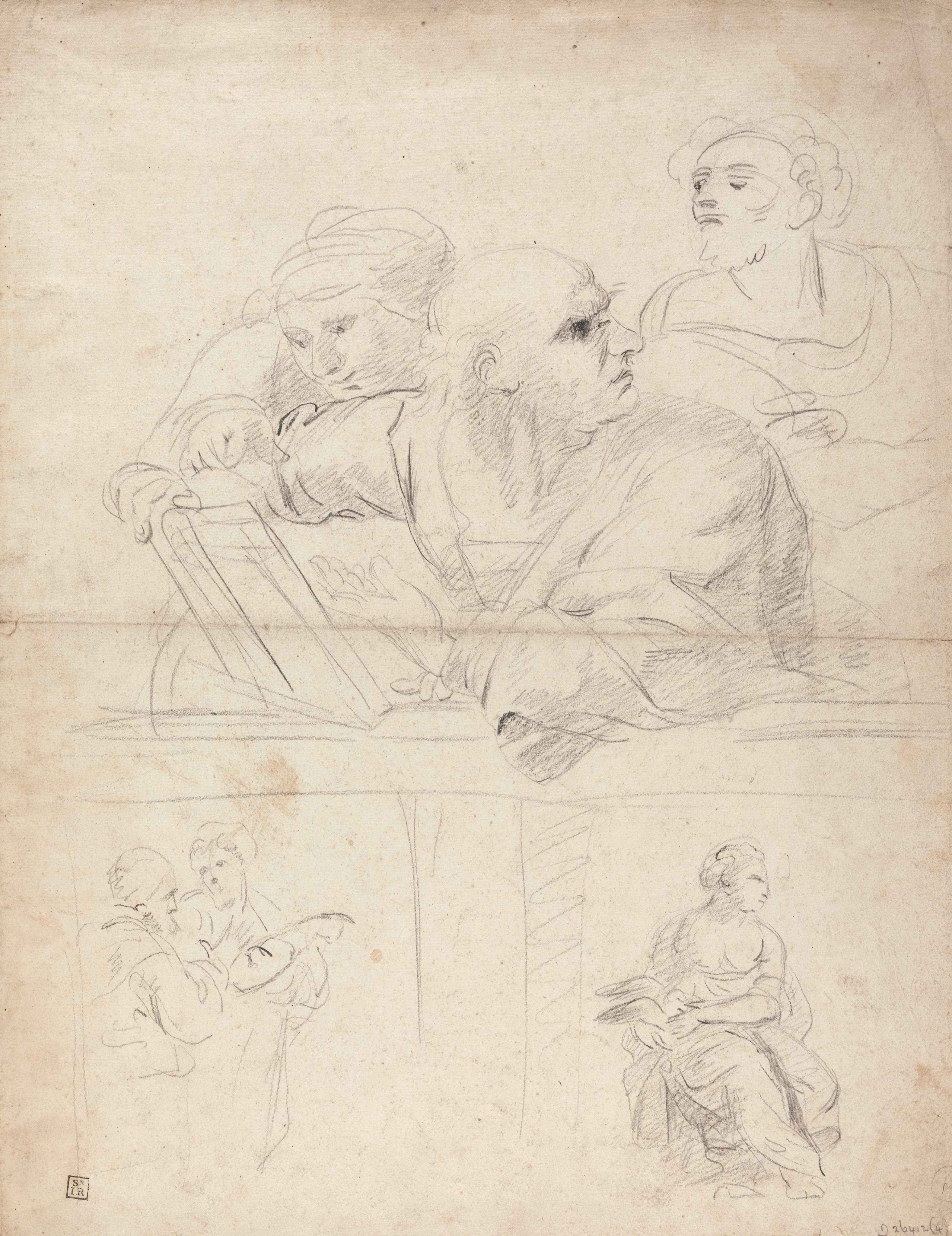《拉斐尔争论中的人物研究表。》（Sheet of Figure Studies from Raphael's Disputation.）｜约书亚·雷诺兹爵士 Sir Joshua Reynolds｜不明
