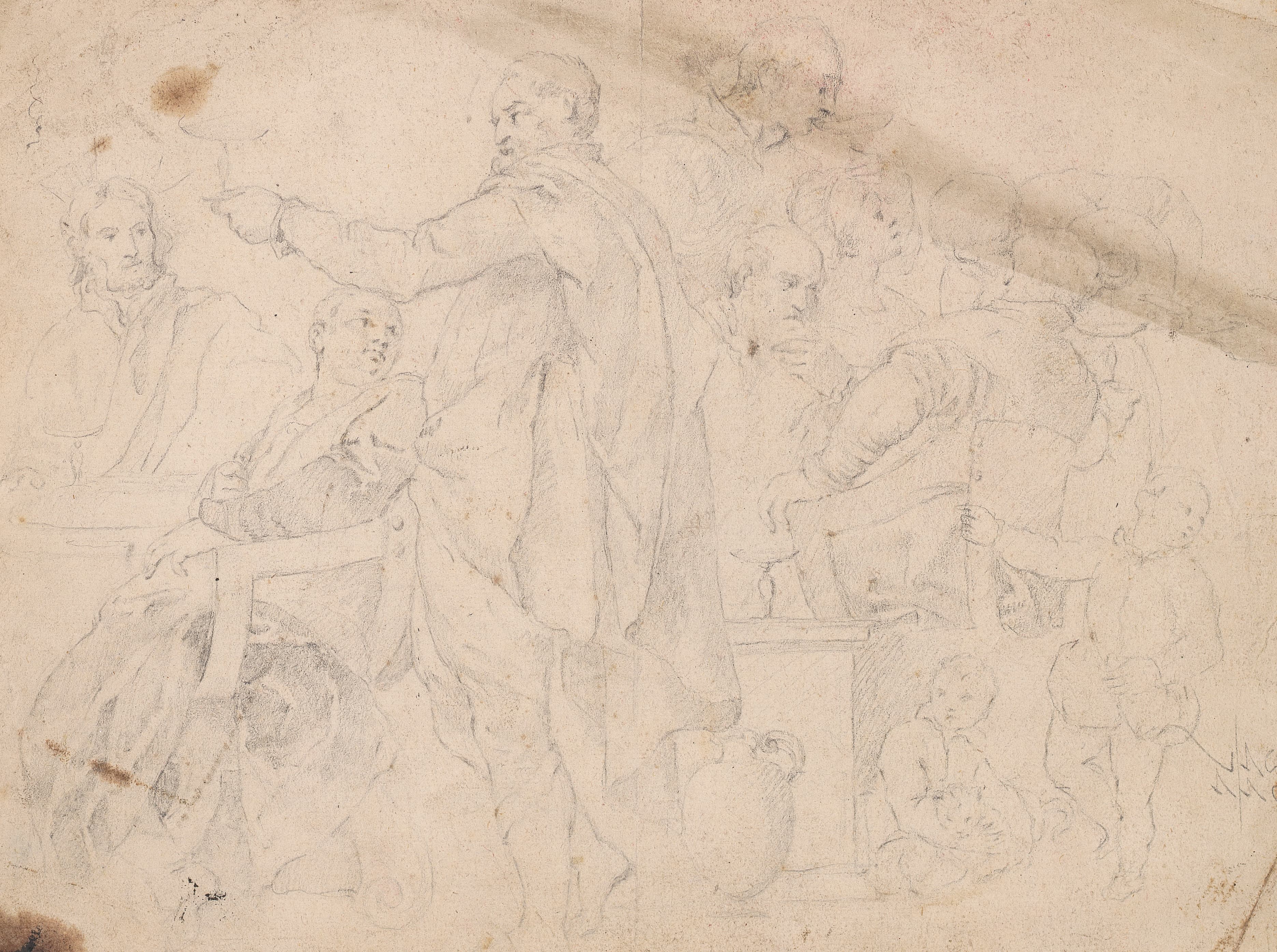 《桌上十个人物》（Ten Figures at Table）｜约书亚·雷诺兹爵士 Sir Joshua Reynolds｜不明