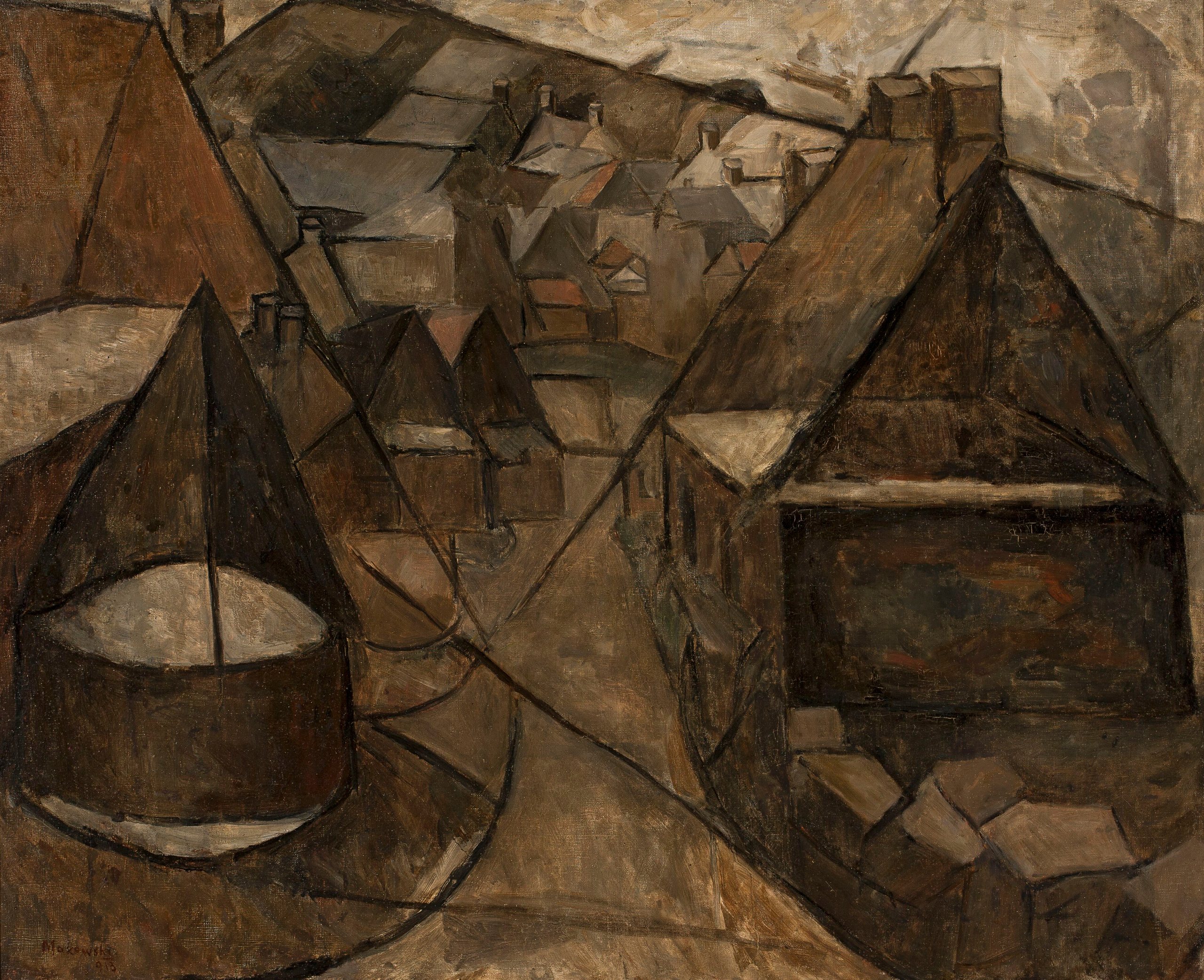 《布列塔尼风景与一口井》（Breton landscape with a well）｜塔德乌什·马科夫斯基 Tadeusz Makowski｜1913