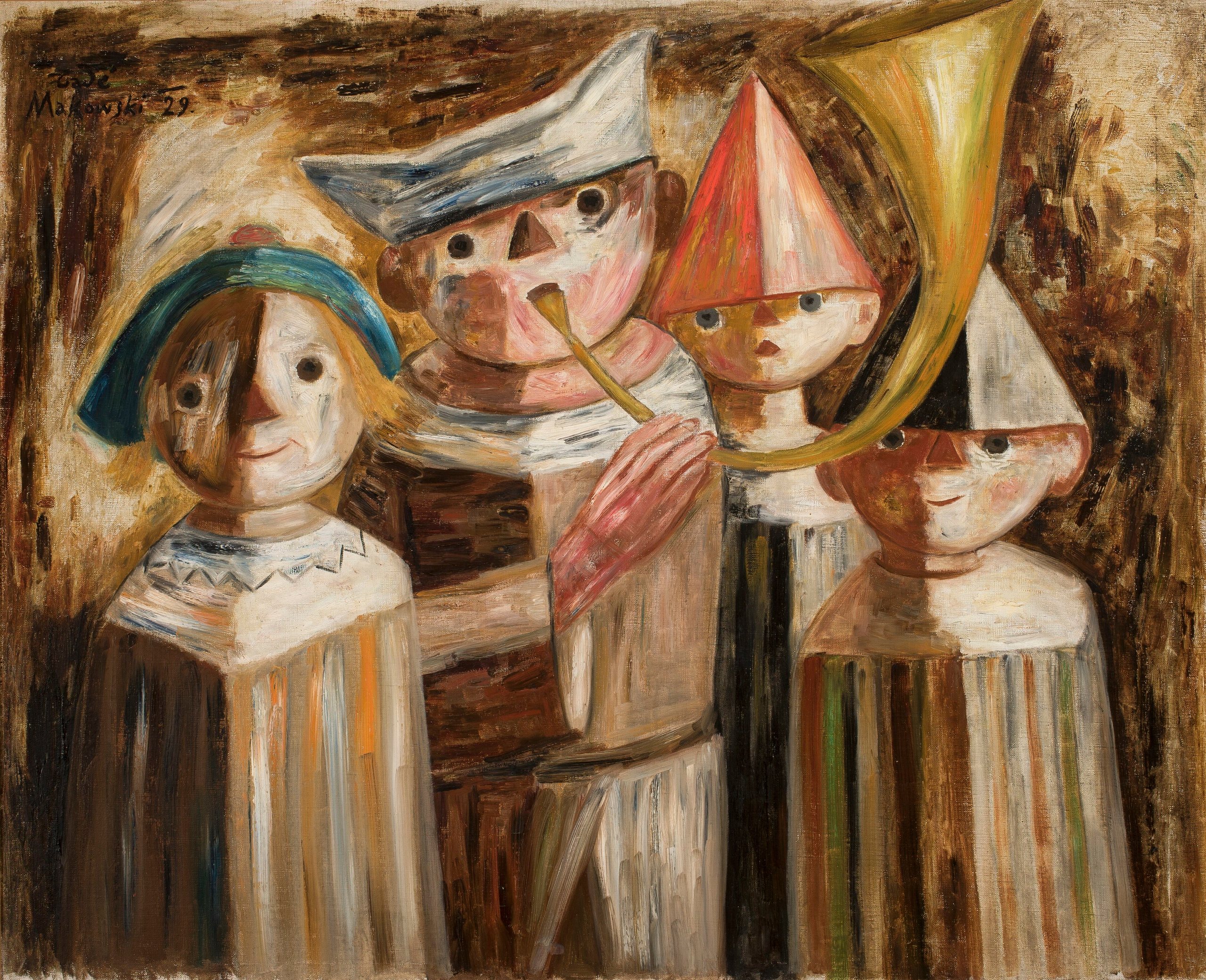 《四个吹号的孩子》（Four Children with a Trumpet）｜塔德乌什·马科夫斯基 Tadeusz Makowski｜1929
