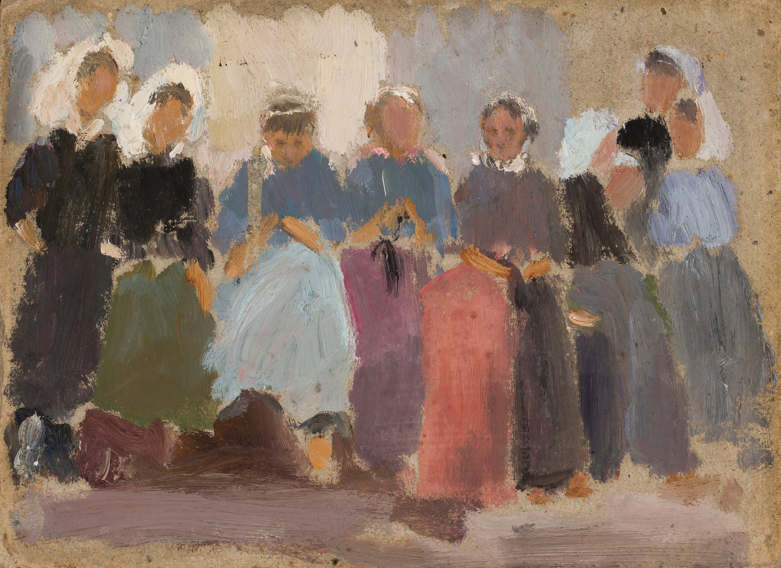《针织妇女 – 素描》（Knitting women – sketch）｜塔德乌什·马科夫斯基 Tadeusz Makowski｜1918
