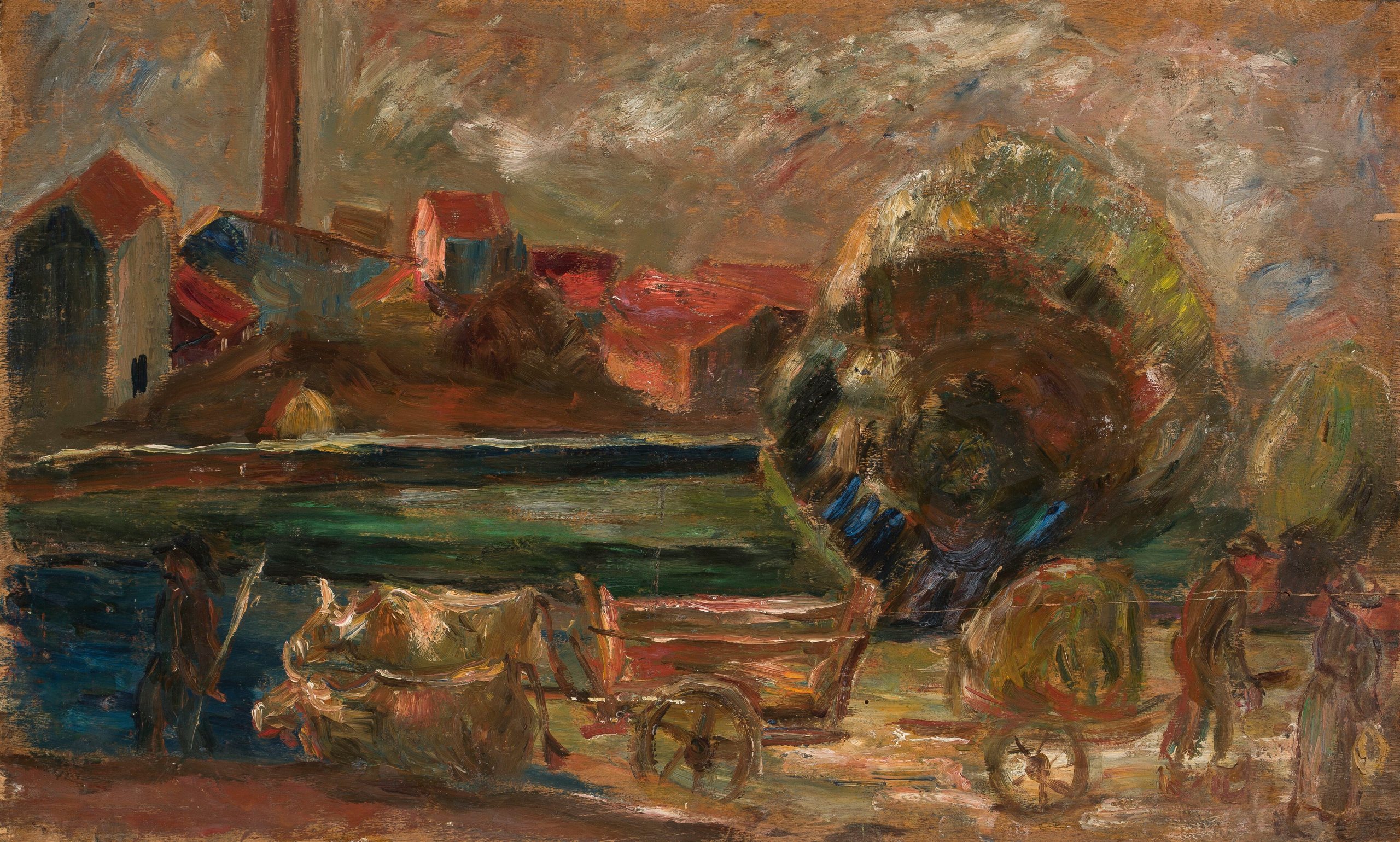 《有工厂烟囱的风景》（Landscape with a factory chimney）｜塔德乌什·马科夫斯基 Tadeusz Makowski｜1921