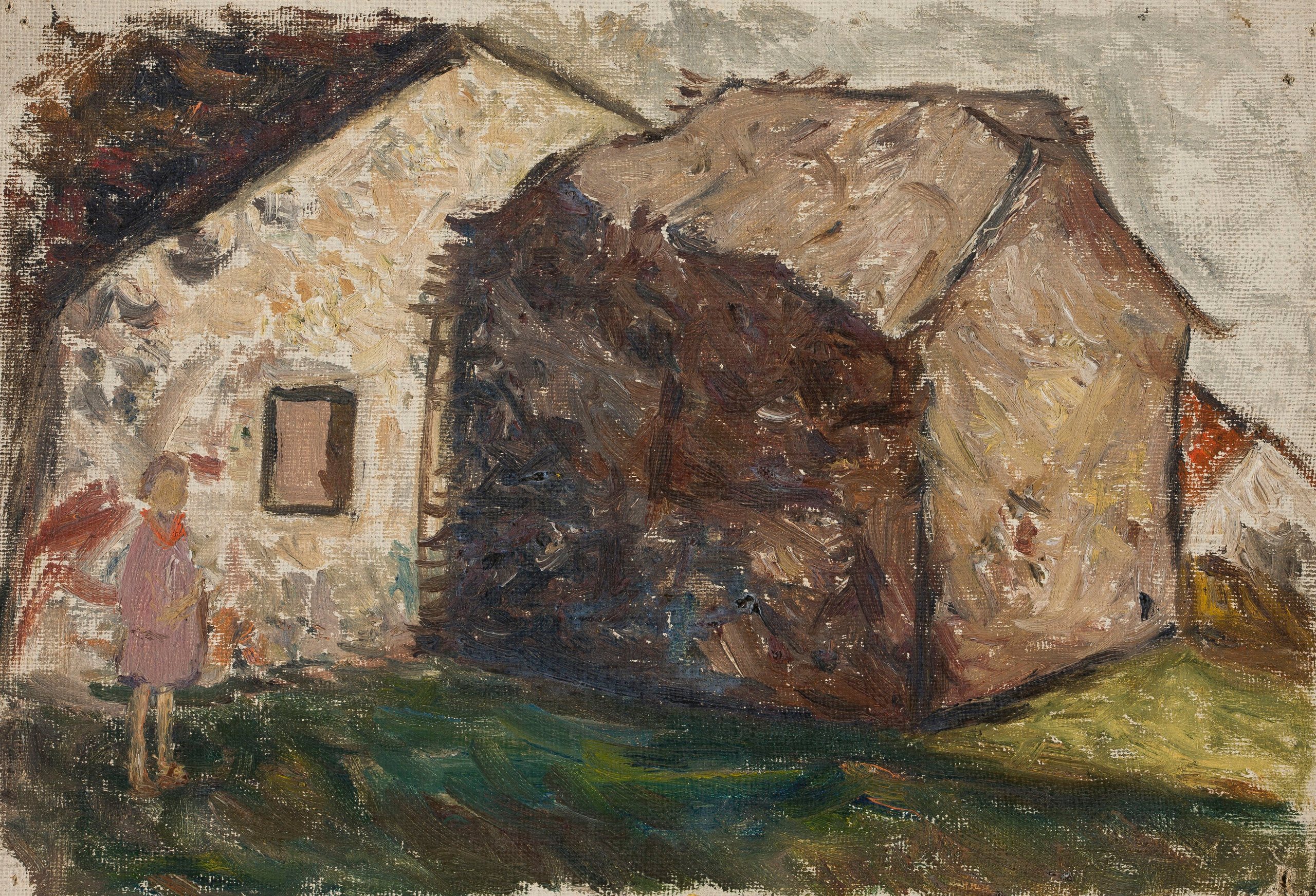 《房子前面的小女孩》（Little girl in front of a house）｜塔德乌什·马科夫斯基 Tadeusz Makowski｜1931