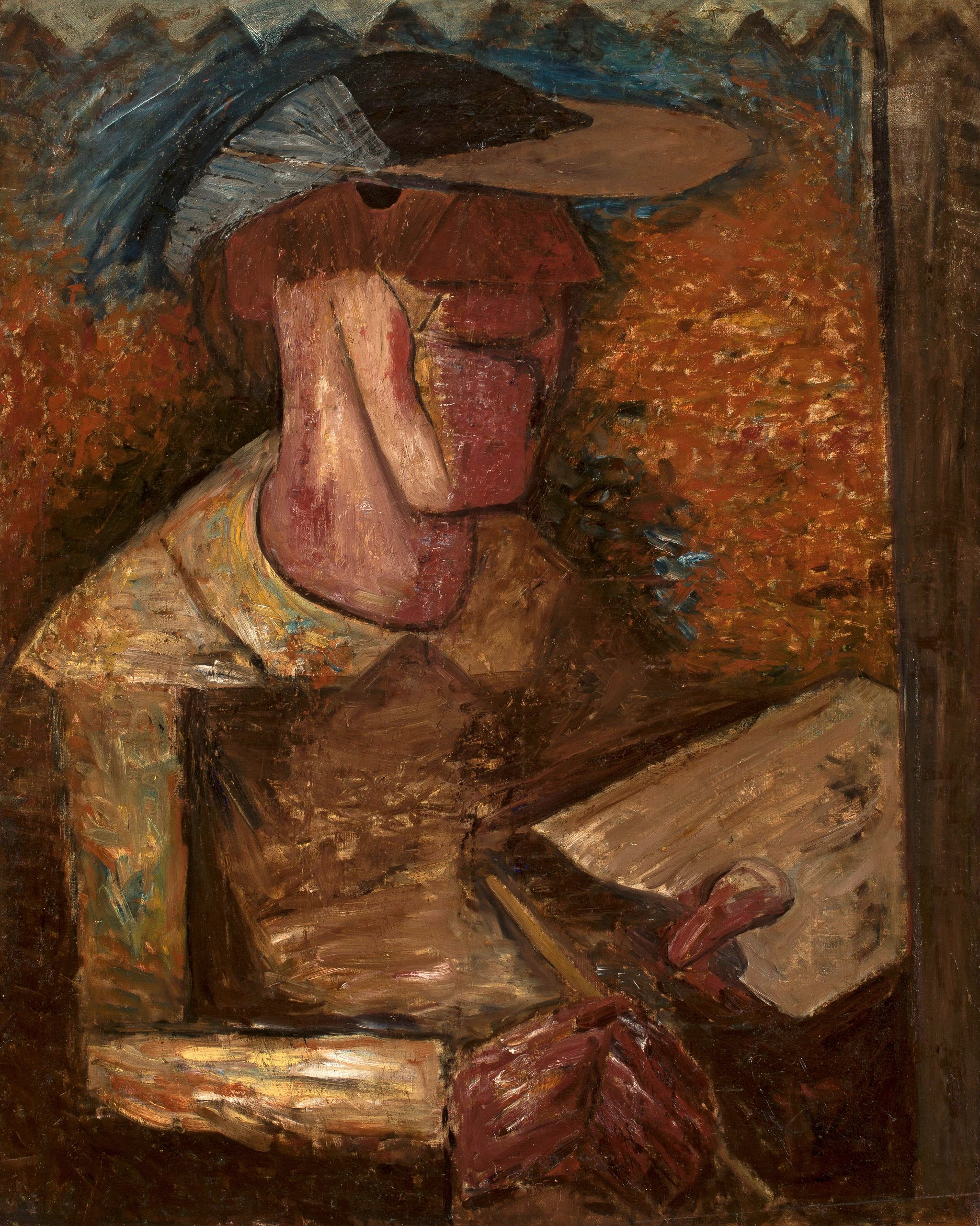 《拿着调色板的自画像》（Self-portrait with a palette）｜塔德乌什·马科夫斯基 Tadeusz Makowski｜1931