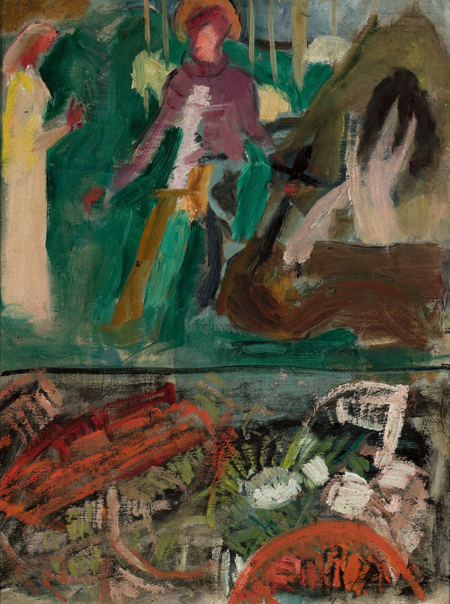 《圣乔治刺龙》画作草图》（Sketch for the painting ‘Saint George piercing a dragon’）｜塔德乌什·马科夫斯基 Tadeusz Makowski｜1909