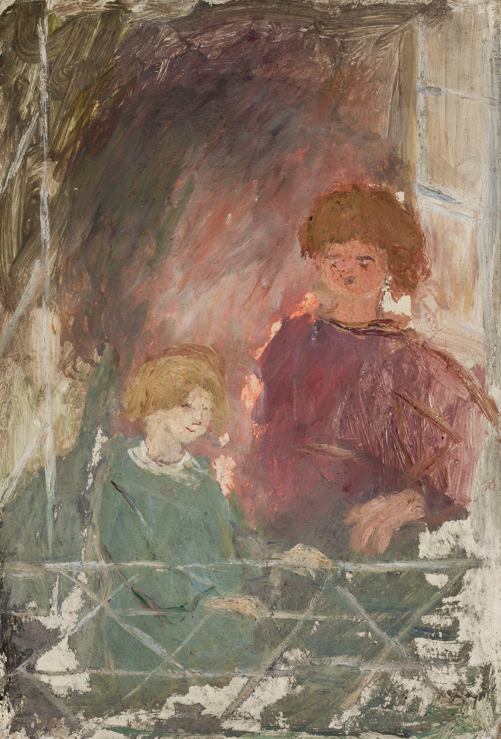 《阳台上的两个孩子》（Two children on a balcony）｜塔德乌什·马科夫斯基 Tadeusz Makowski｜1920