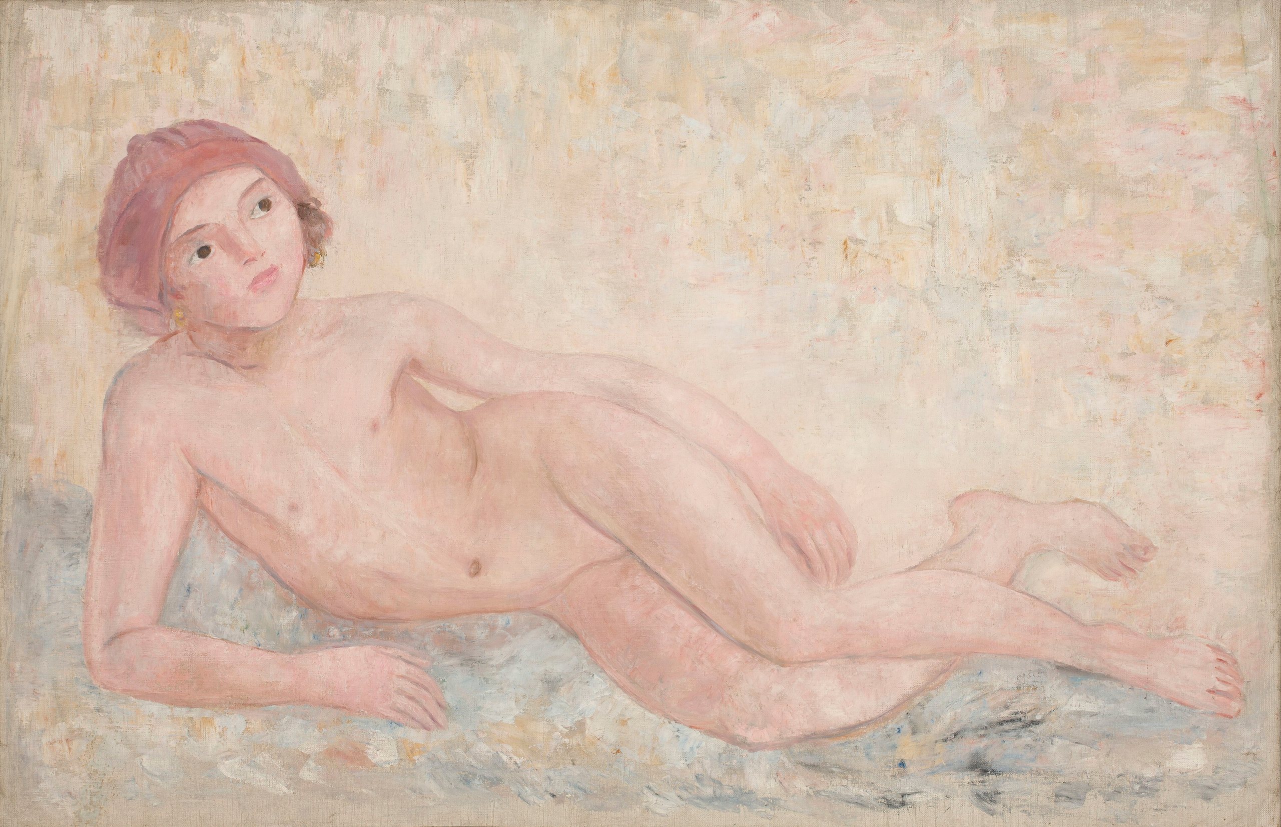 《一个女孩躺着的裸体》（Nude of a girl lying down）｜塔德乌什·马科夫斯基 Tadeusz Makowski｜1927