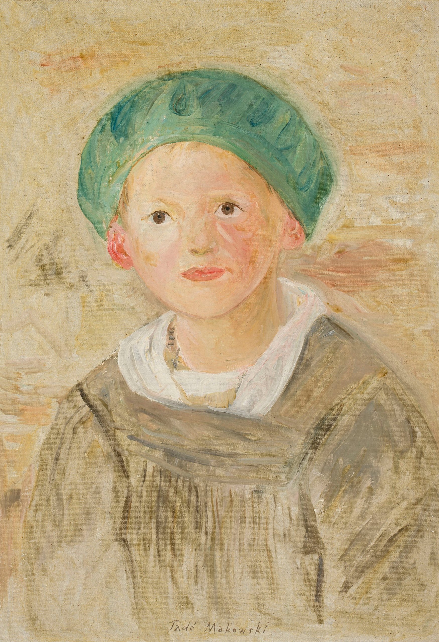 《戴着绿色帽子的男孩》（Boy in a green cap）｜塔德乌什·马科夫斯基 Tadeusz Makowski｜1923