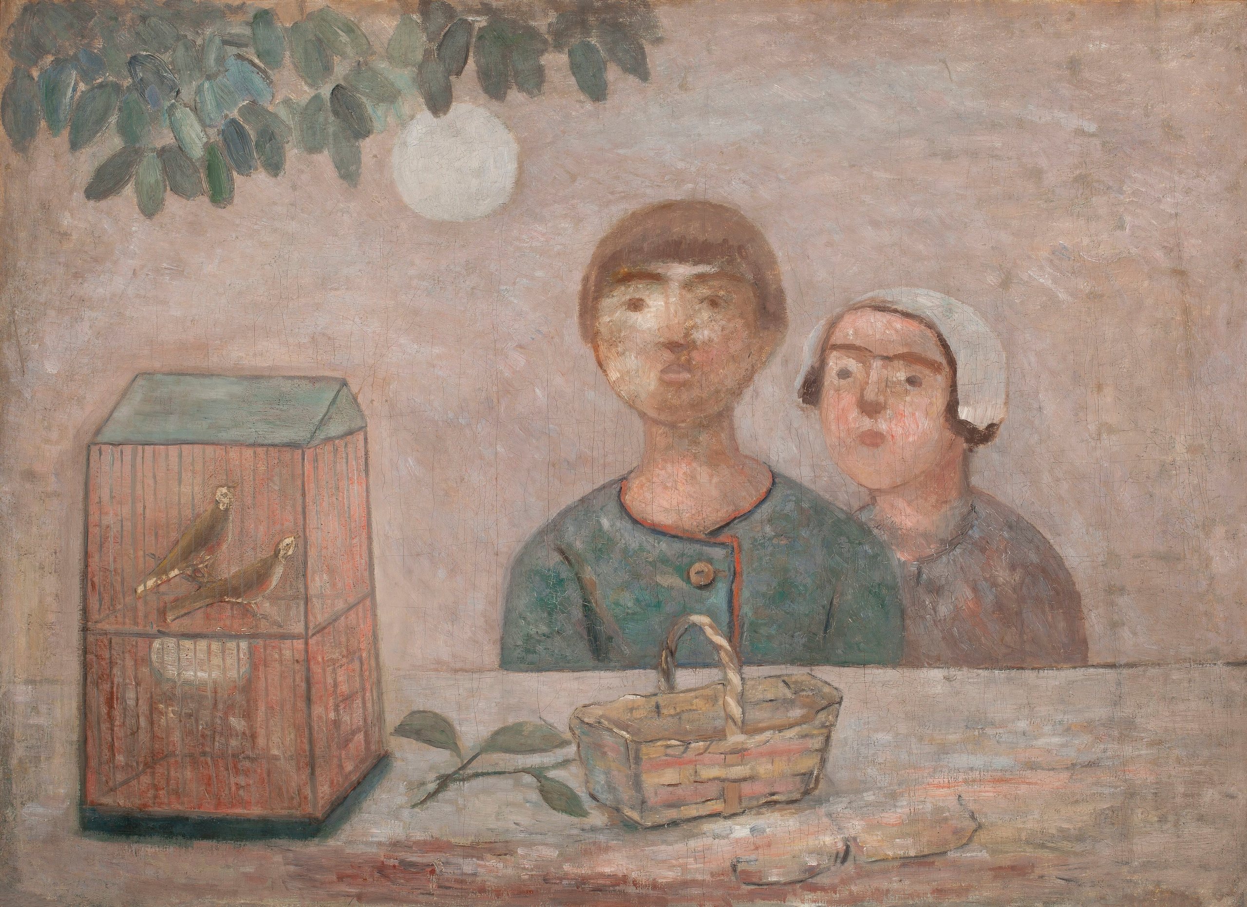 《孩子们在有小鸟的笼子前》（Children in front of a cage with little birds）｜塔德乌什·马科夫斯基 Tadeusz Makowski｜1922